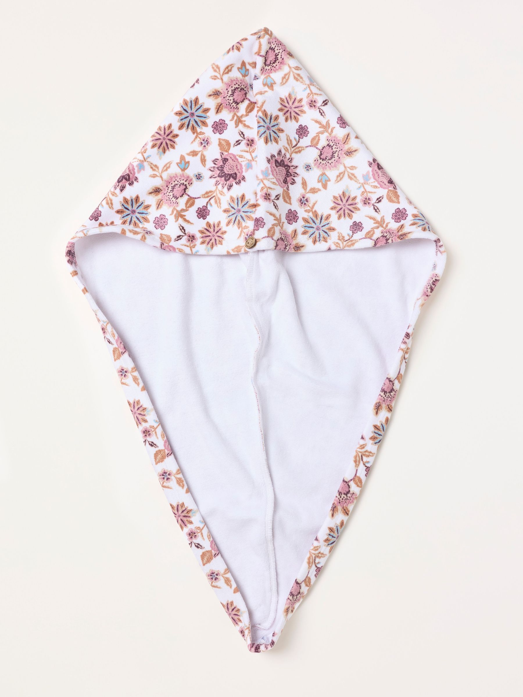White - Floral Printed Hair Wrap Towel
