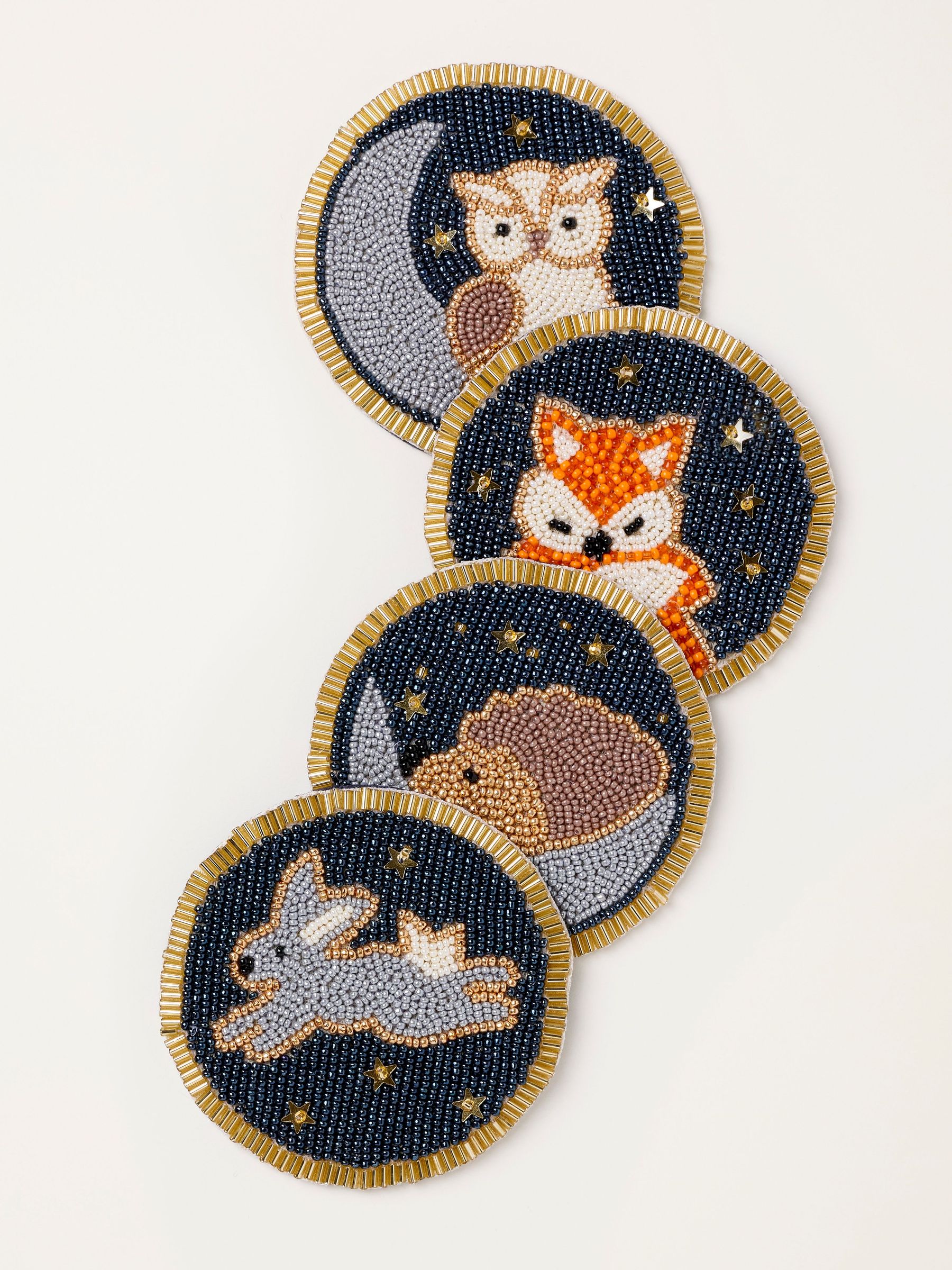 4 Pack Woodland Animal Beaded Coasters