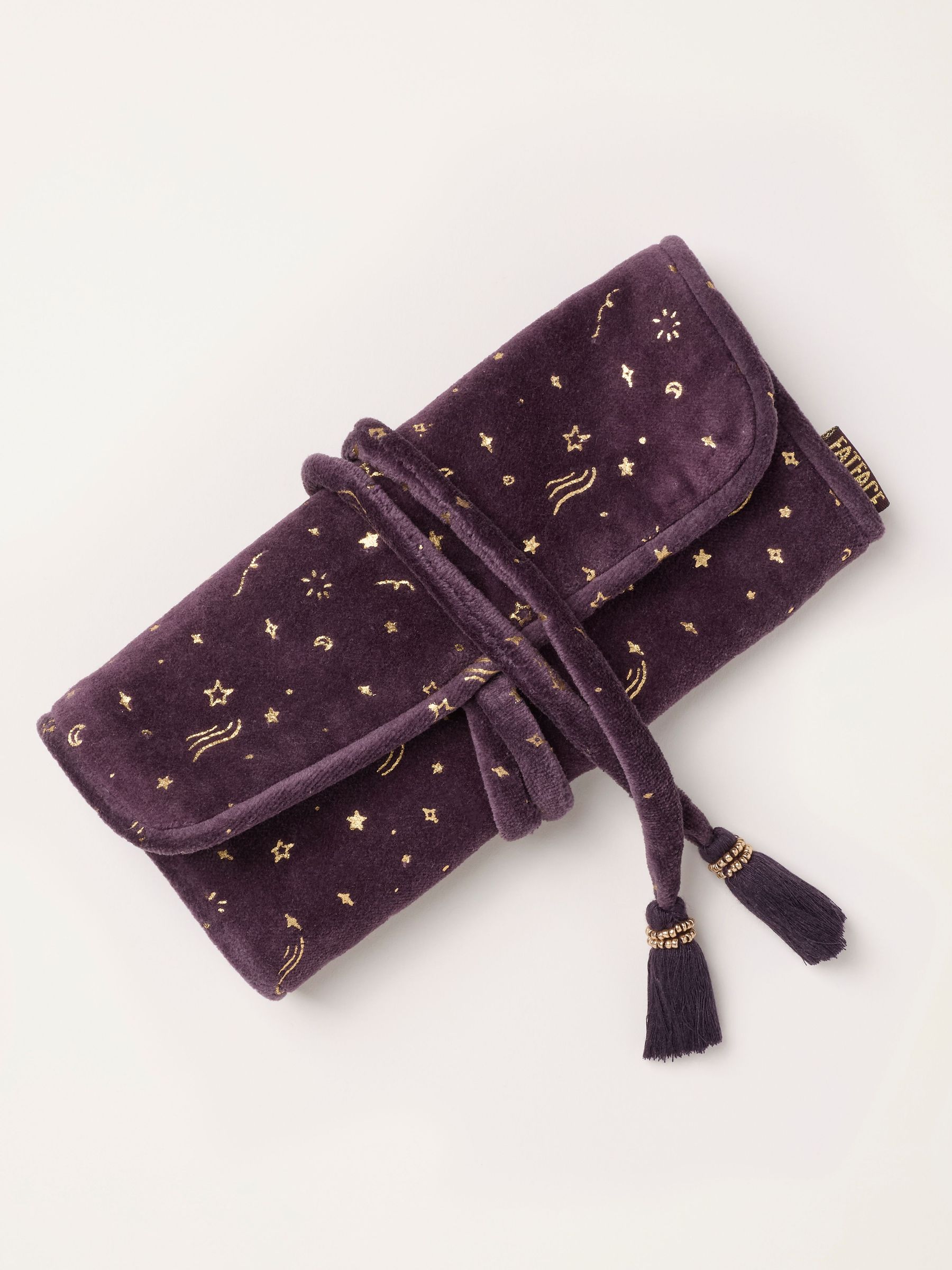 Dark Purple - Star Print Velvet Make Up Brush Roll