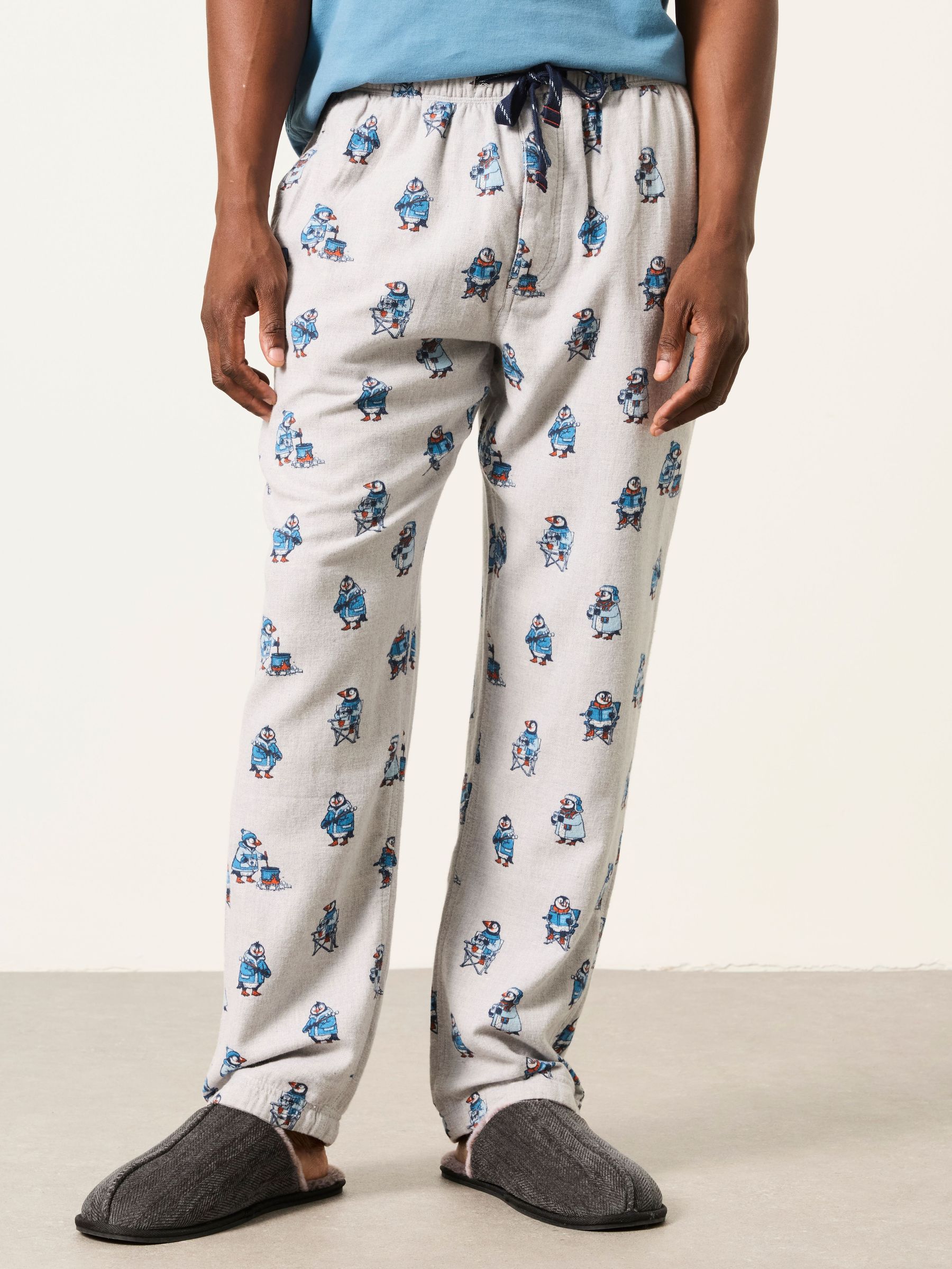 Grey - Regular Puffin Print Pyjama Bottom