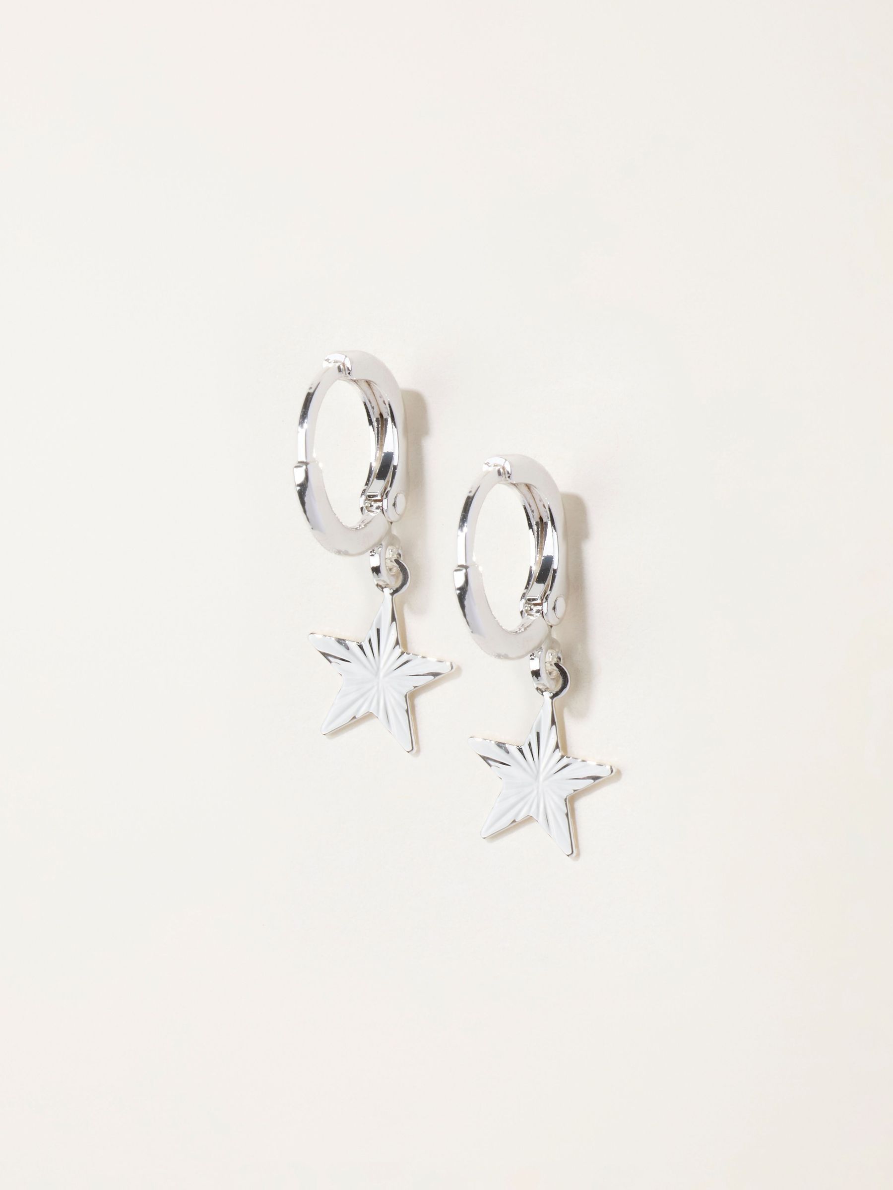 Silver Tone - Star Drop Earrings