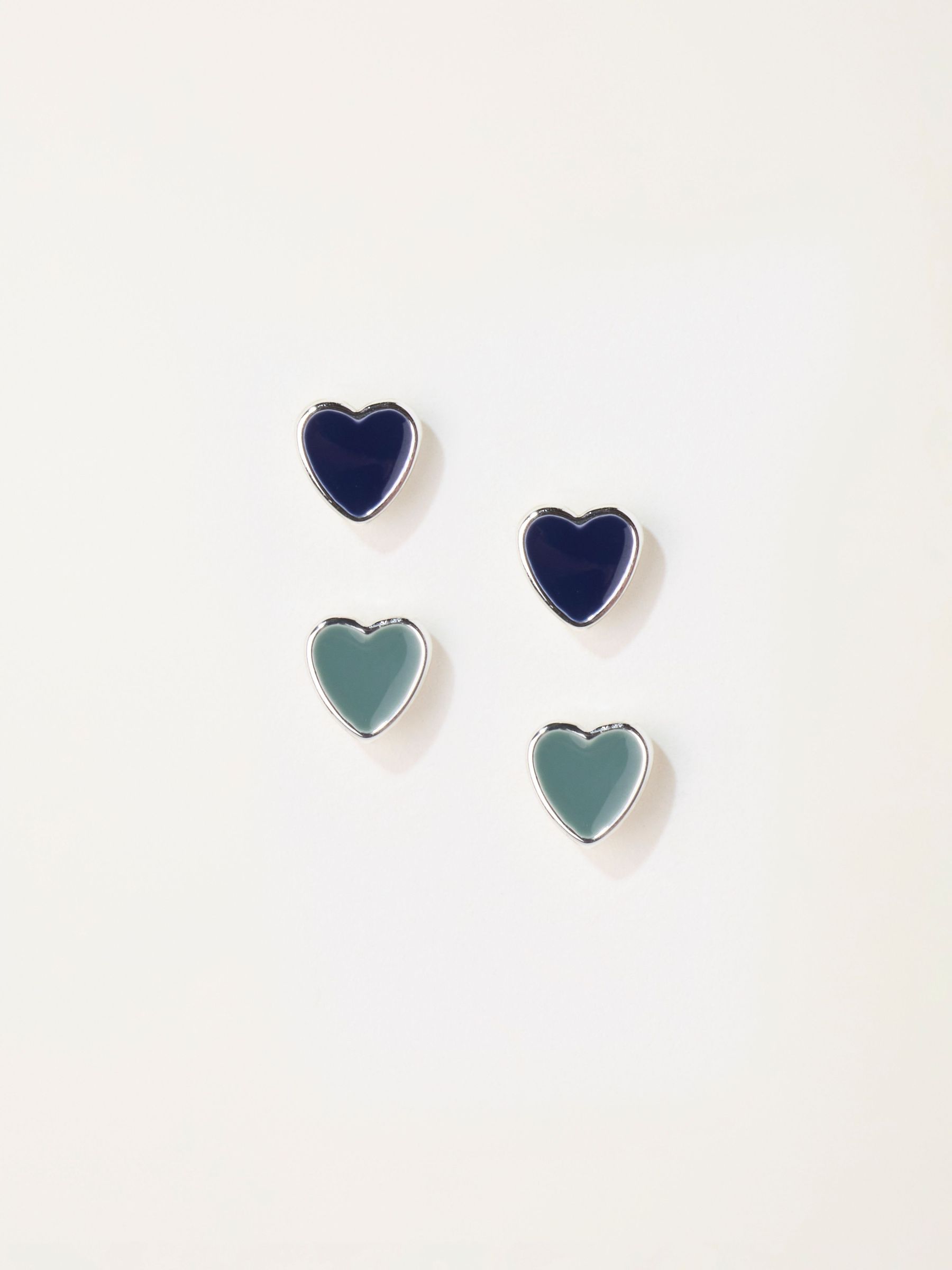 Green - 2 Pairs Of Heart Earrings