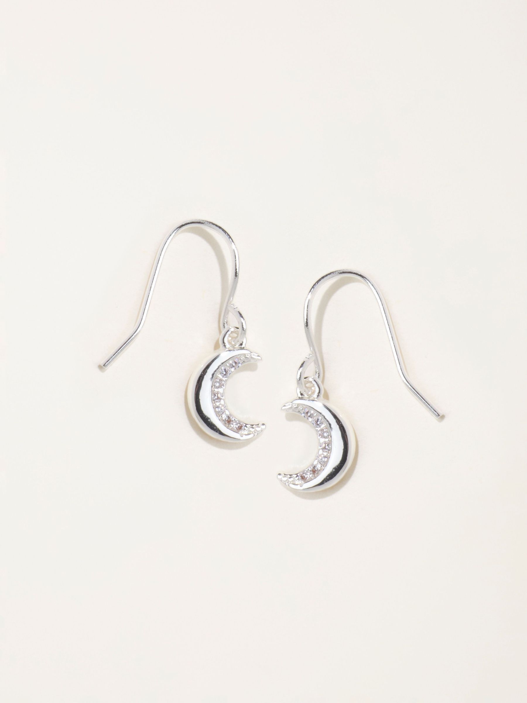 Silver Tone - Moon Drop Earrings