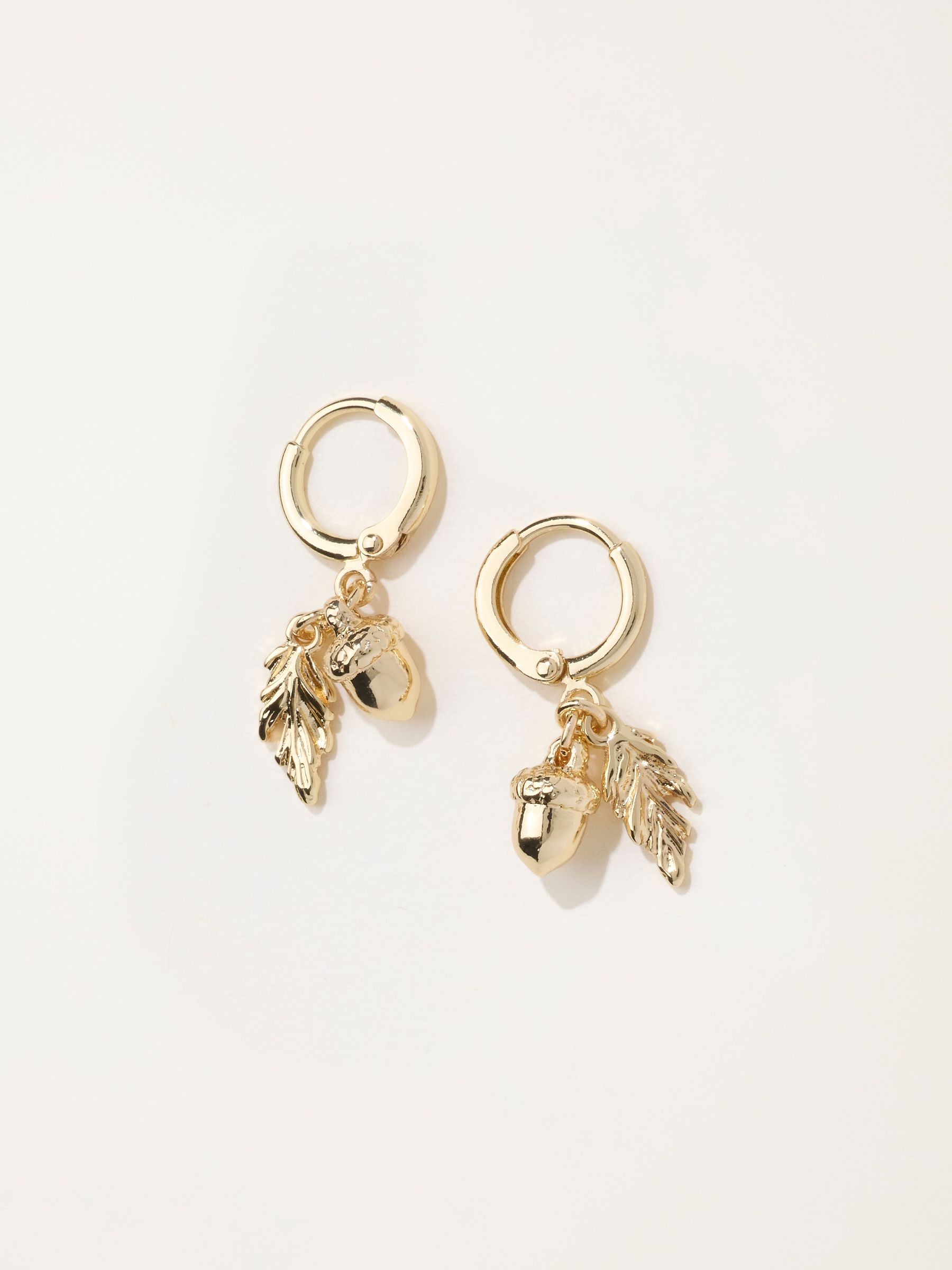 Gold Tone - Acorn Leaf Earrings
