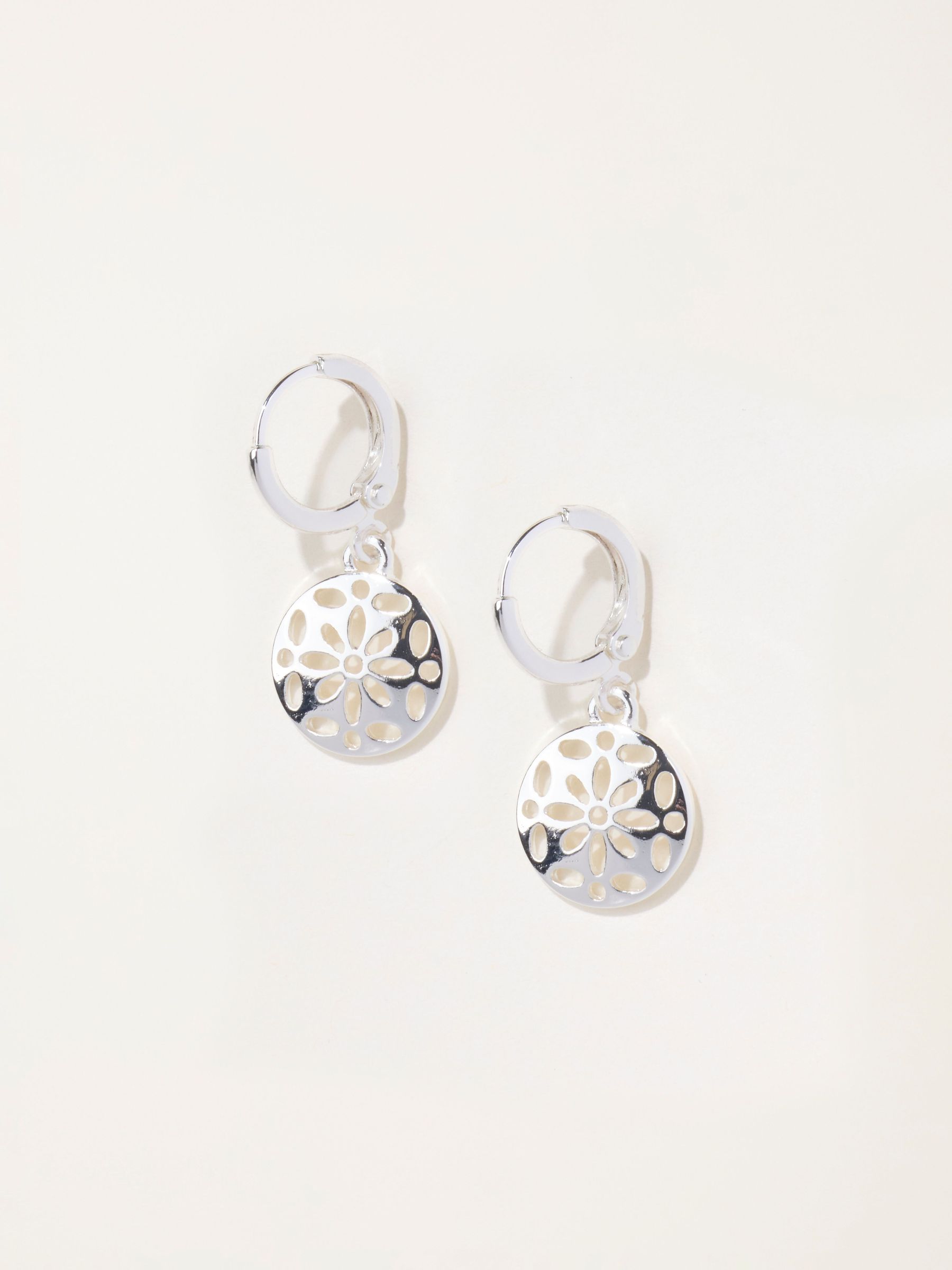 Silver Tone - Cut Out Earrings