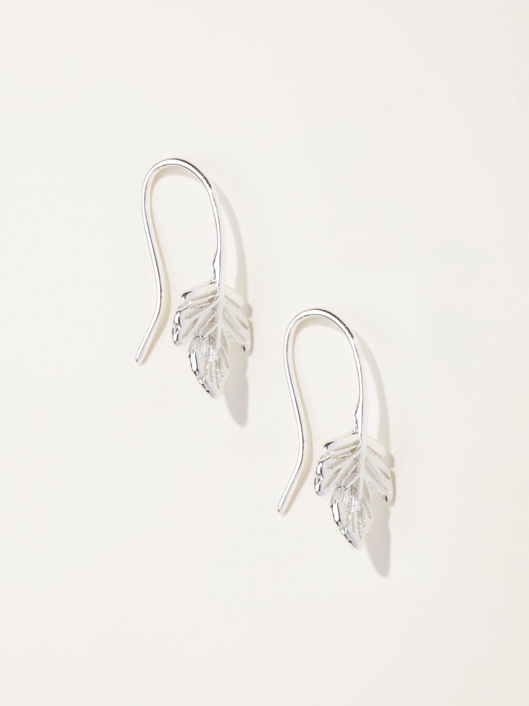 Silver Tone - Leaf Drop Earrings