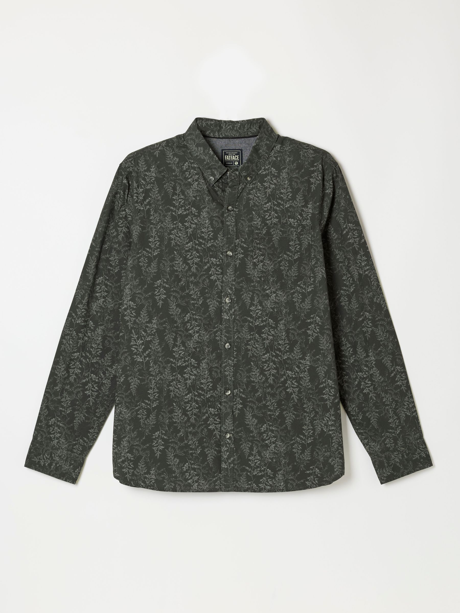 Black - Regular Long Sleeve Fern Print Shirt