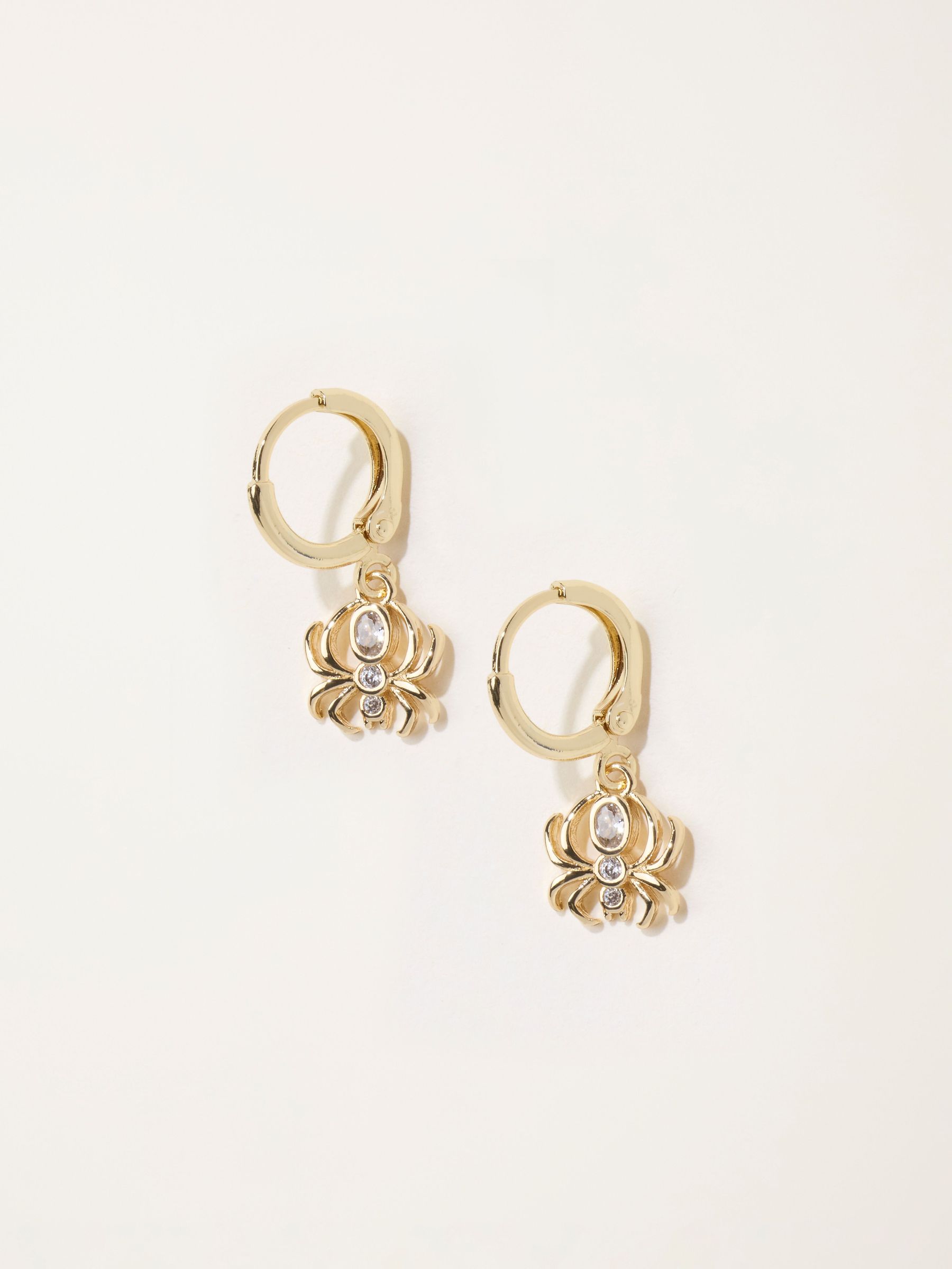 Gold Tone - Halloween Spider Huggie Hoop Earrings