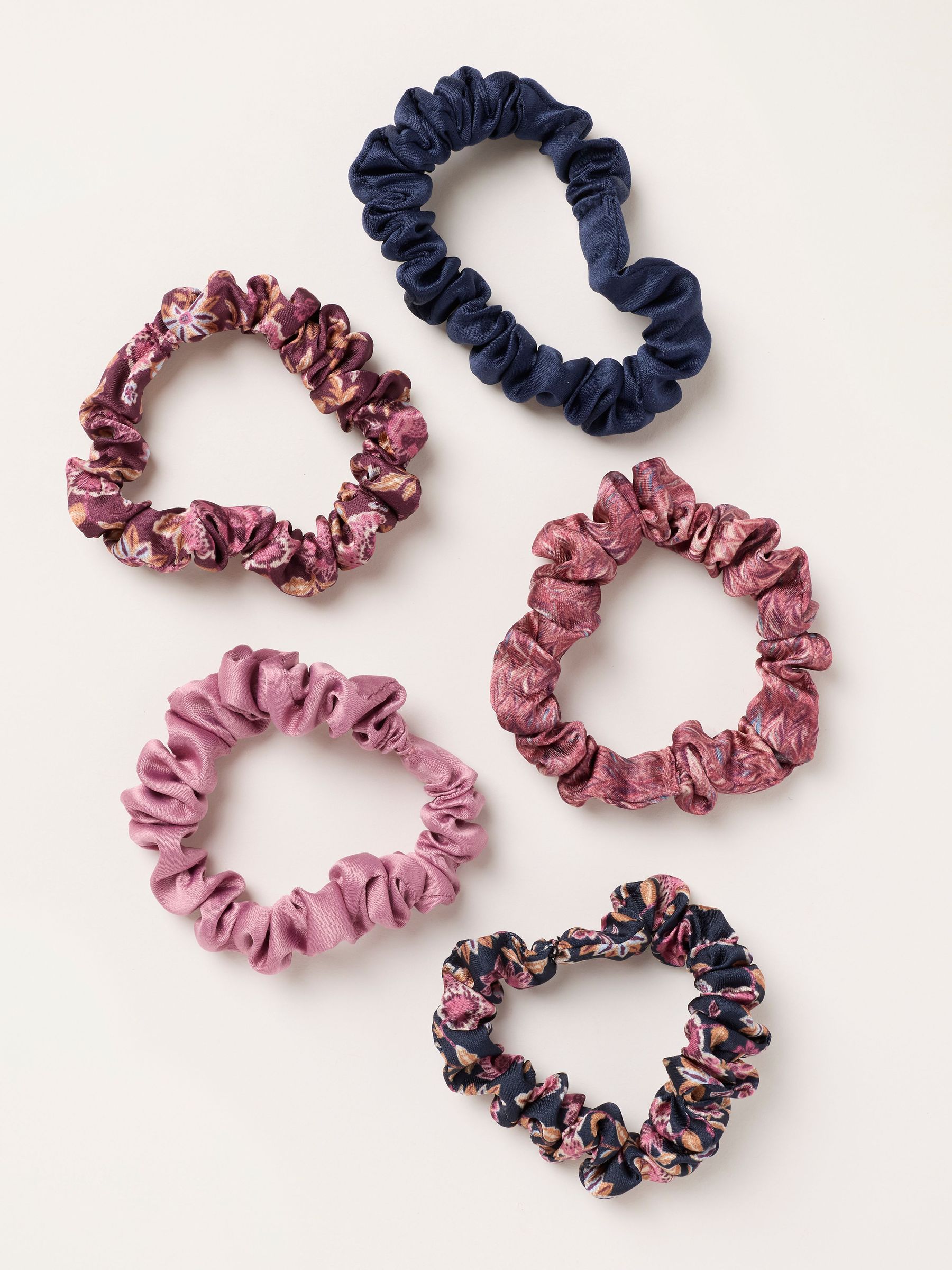 Pink - 5 Pack Satin Scrucnhies