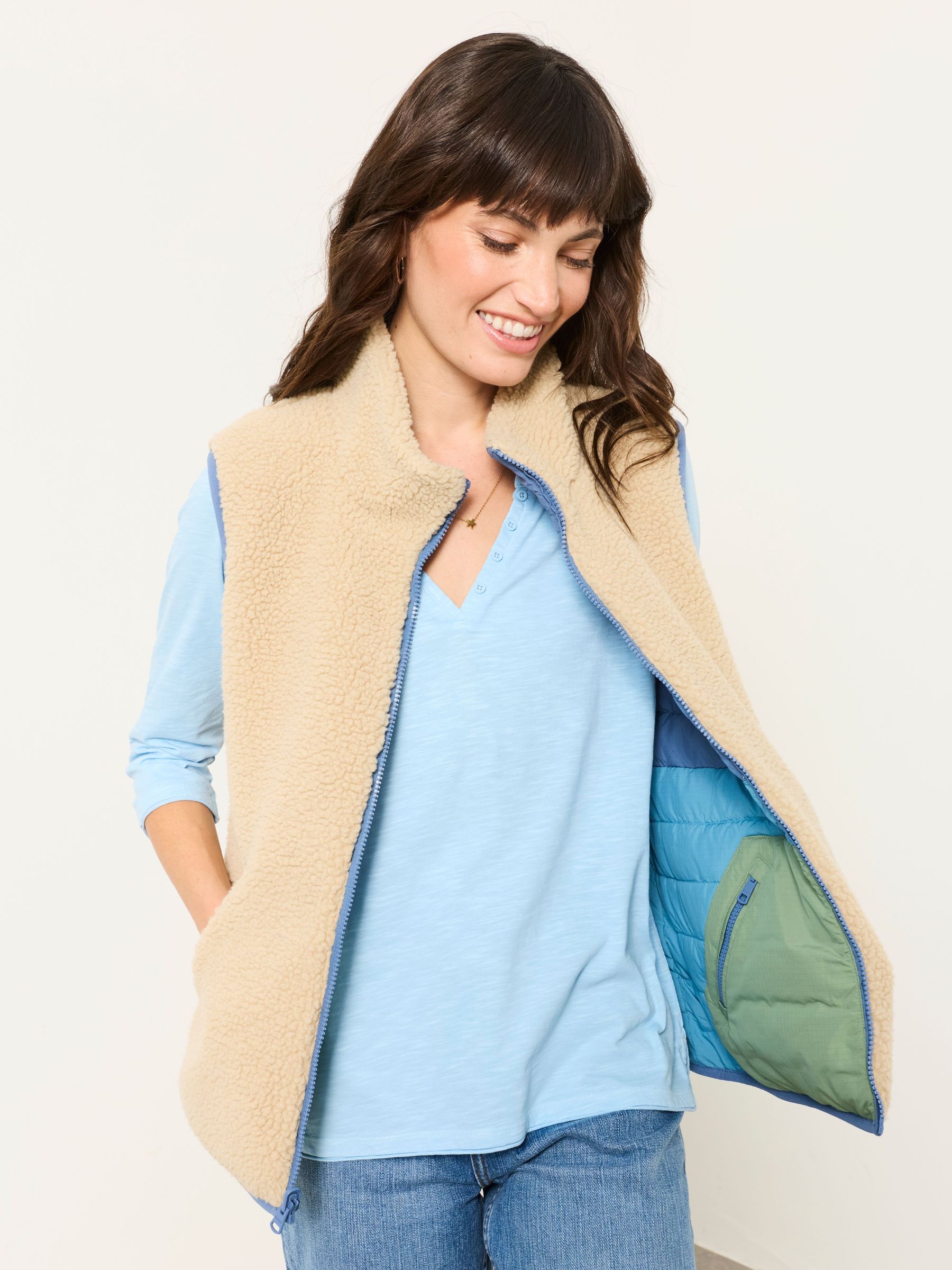 Blue Colourblock - Padded Borg Fleece Gilet