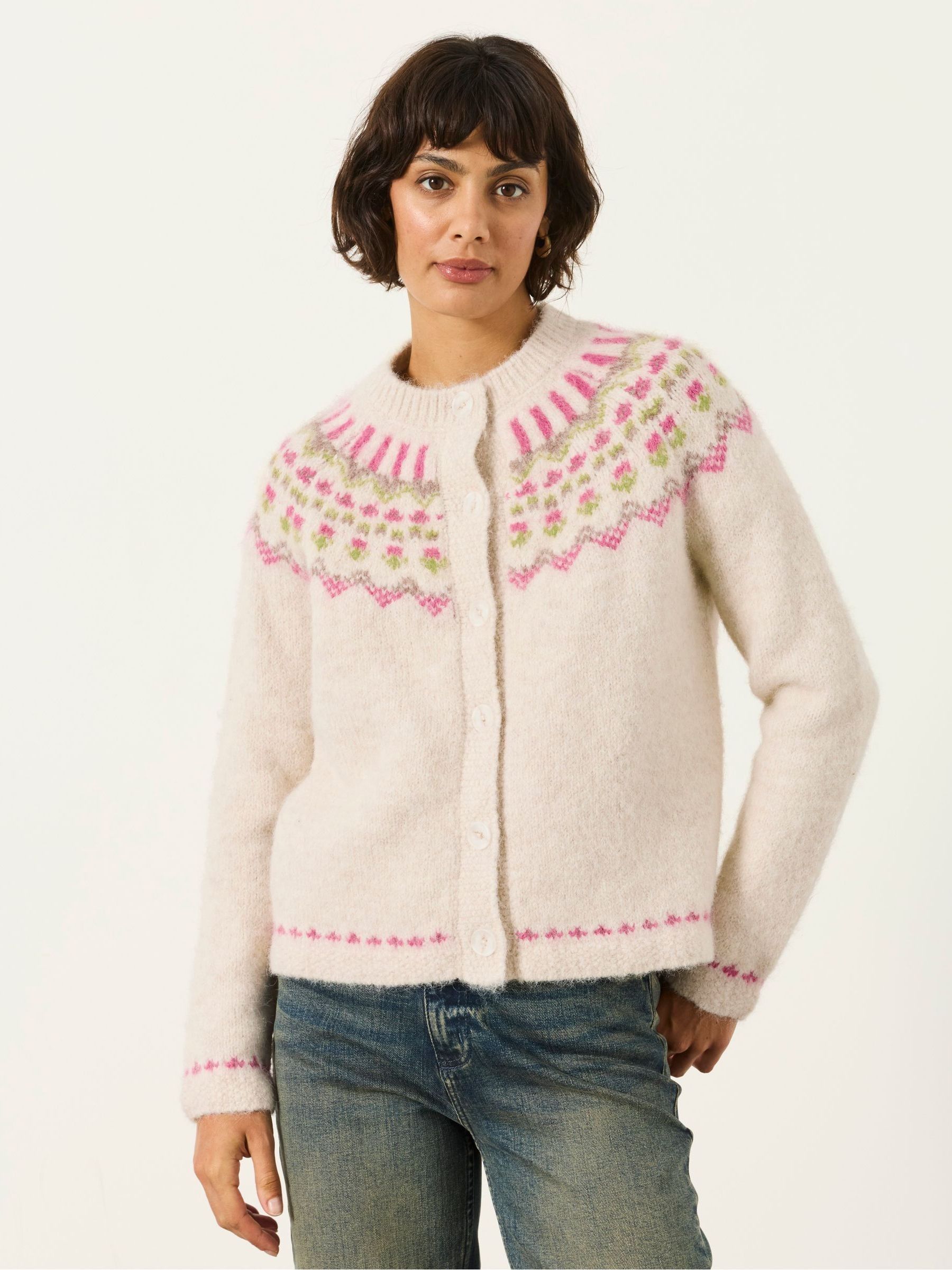 Ivory - Fae Fairisle Knitted Crew Cardigan
