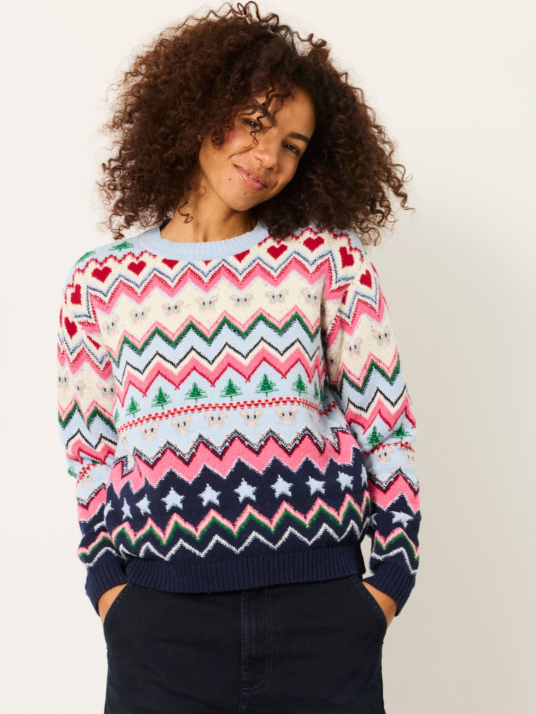 Blue - Shelter Knitted Fun Stripe Crew Jumper