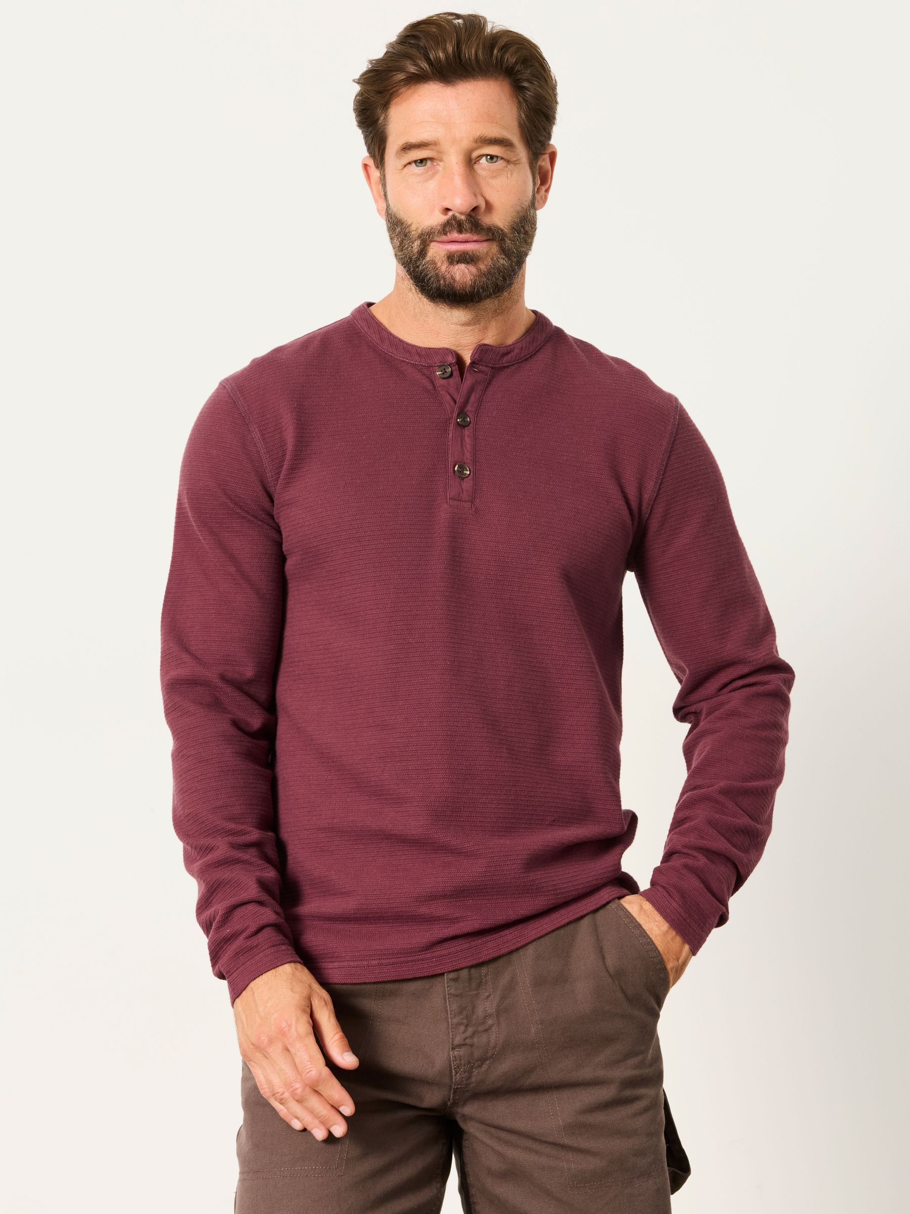 Dusky Purple - Regular Long Sleeve Textured T-shirt