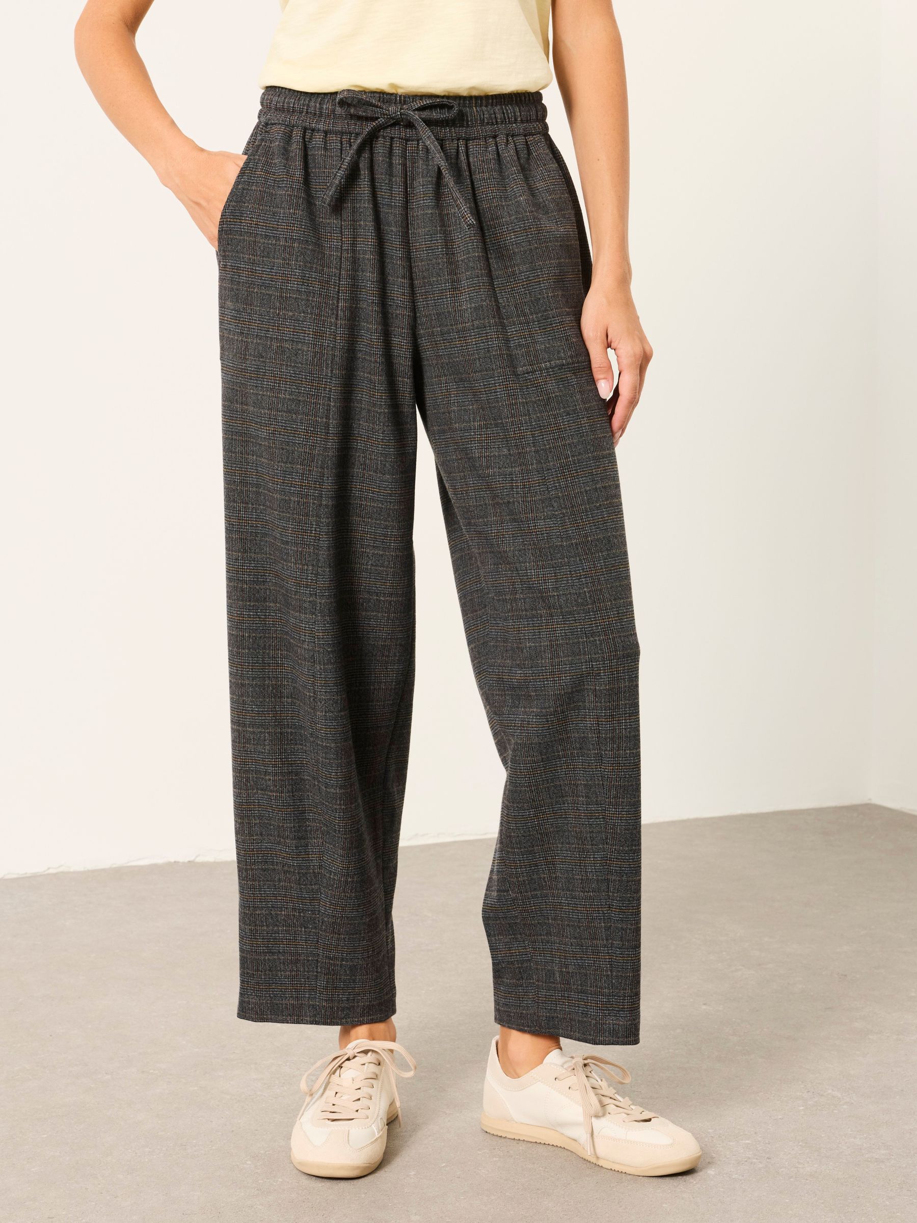 Grey - Tapered Check Trousers