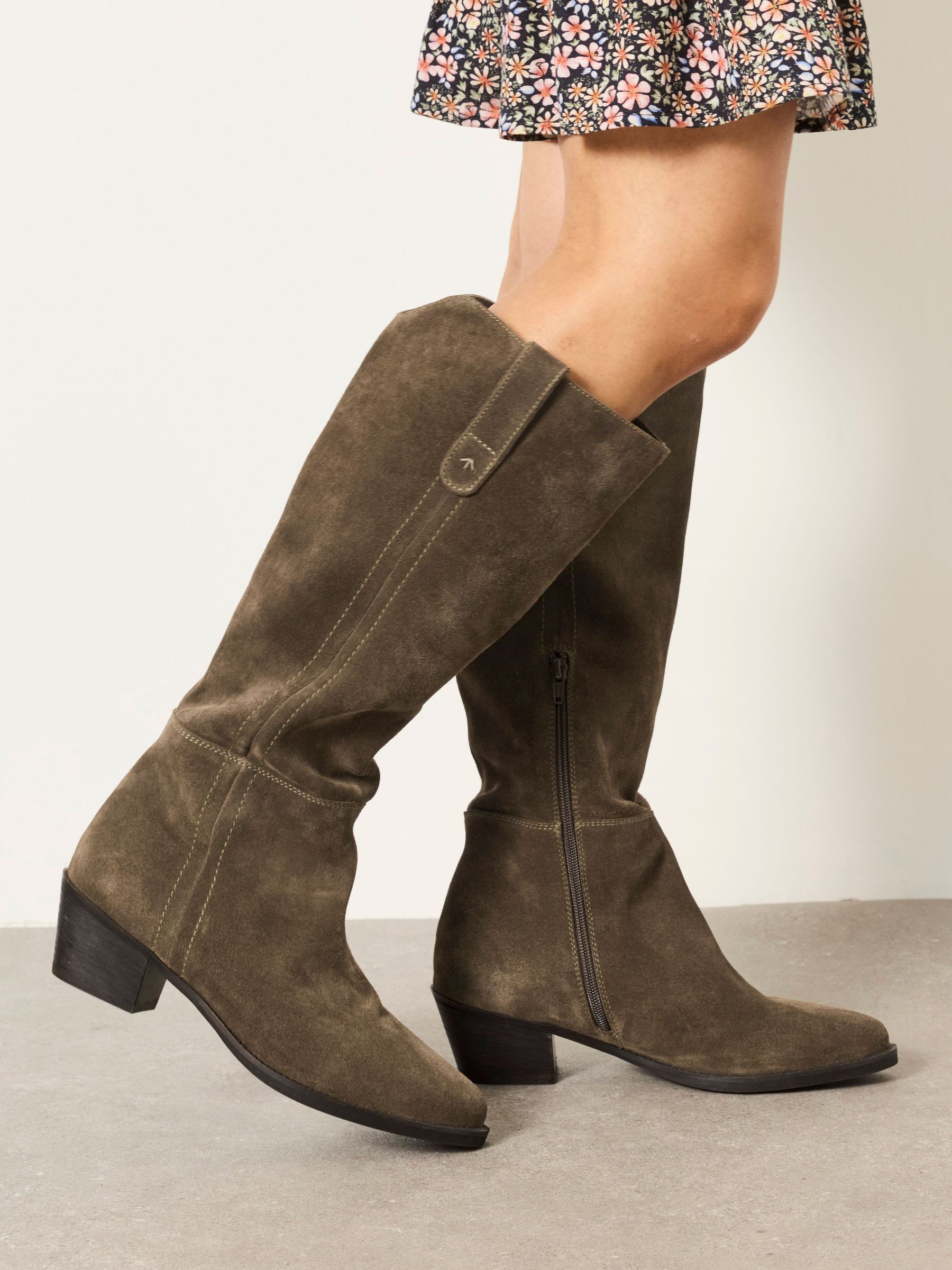 Khaki Green - Sherbourne Suede Knee High Boots