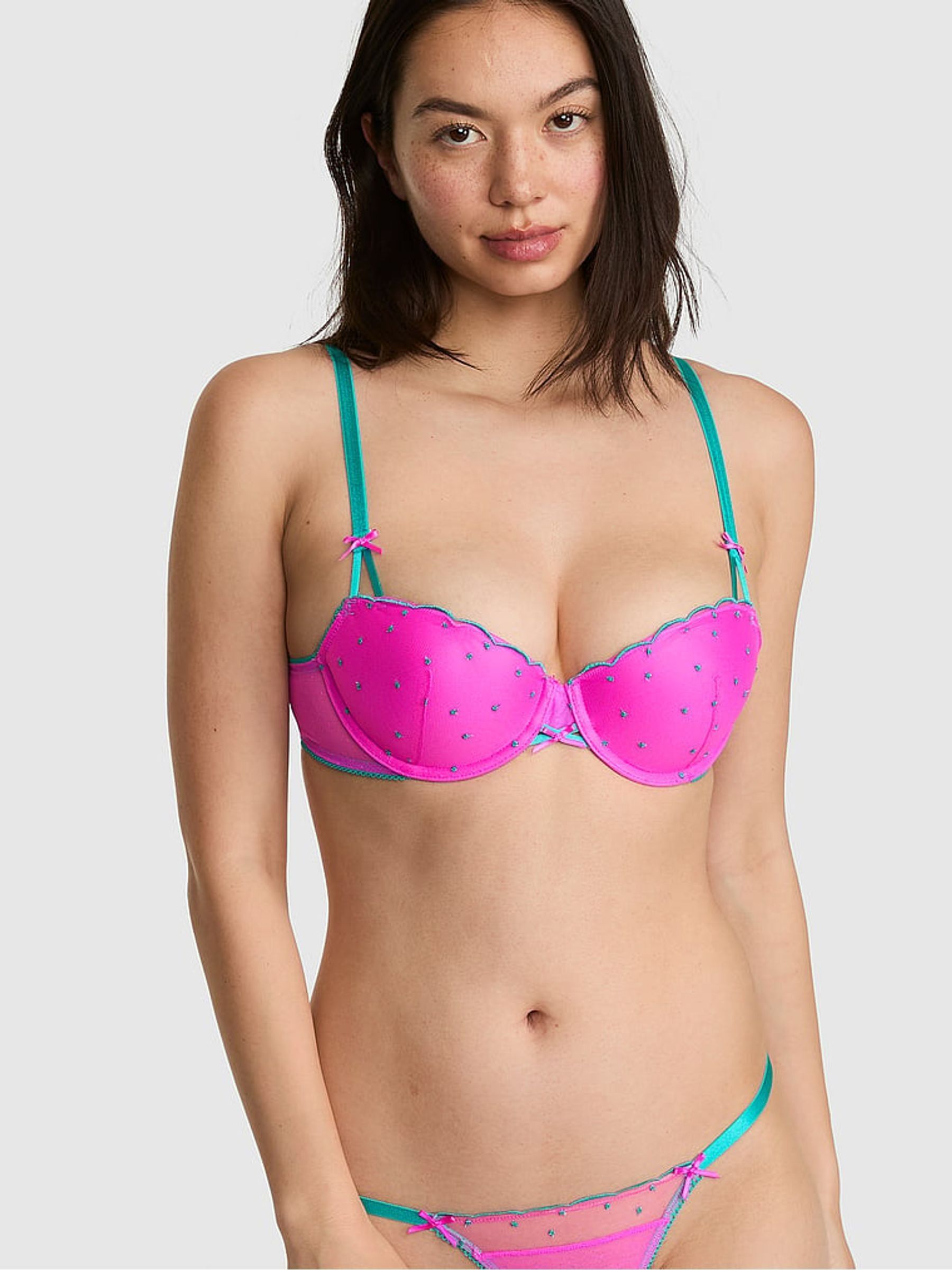 Pink Berry - Longline Pop Stitch Embroidery Bra