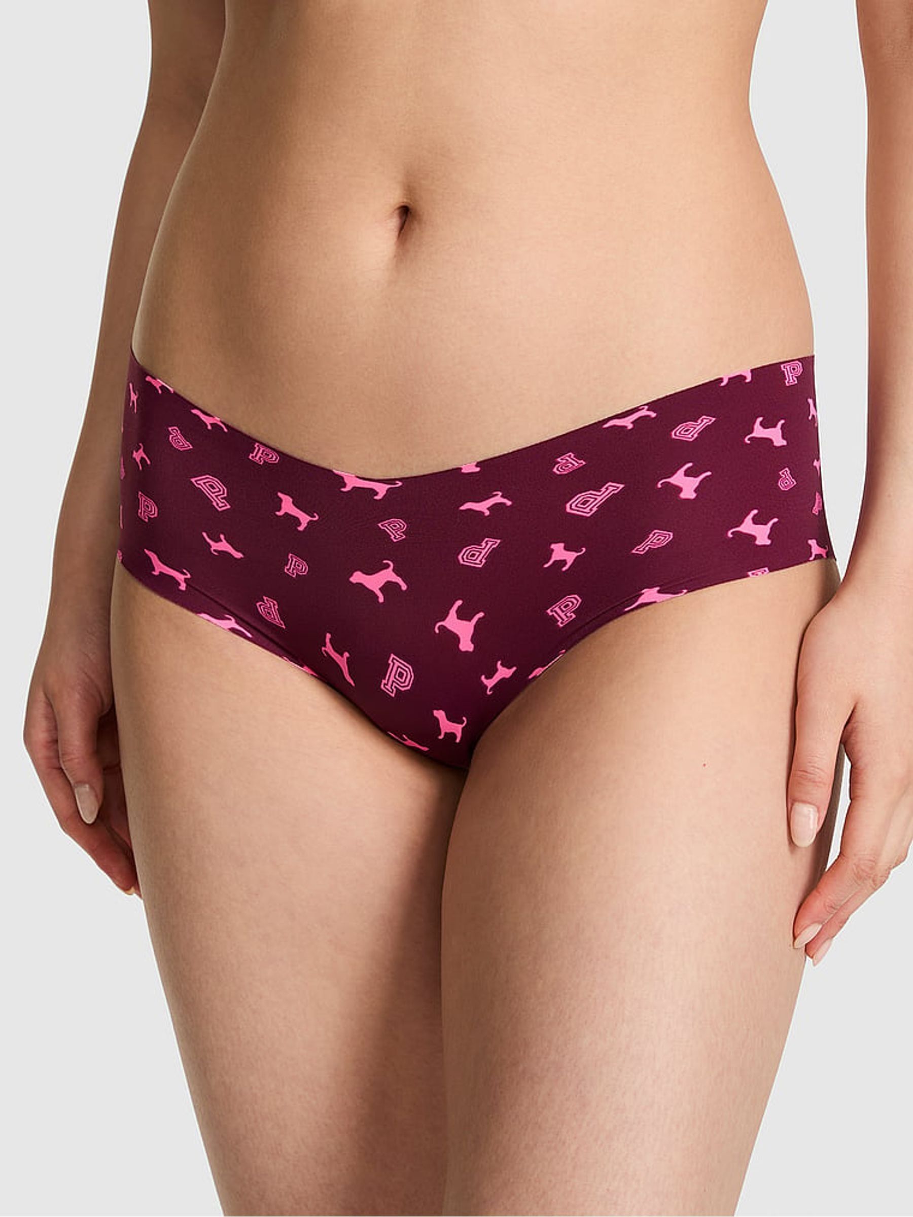 Purple Rose Dog Print - Thong No Show Knickers