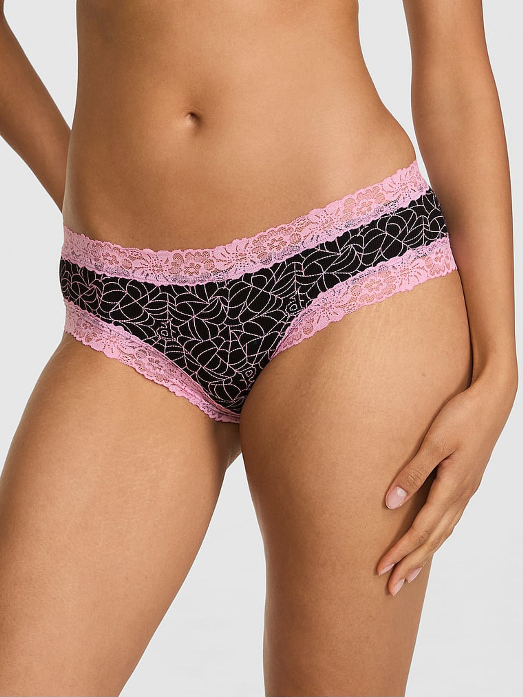 Halloween Black Spiderweb - Cheeky Lace Trim Rib Knickers