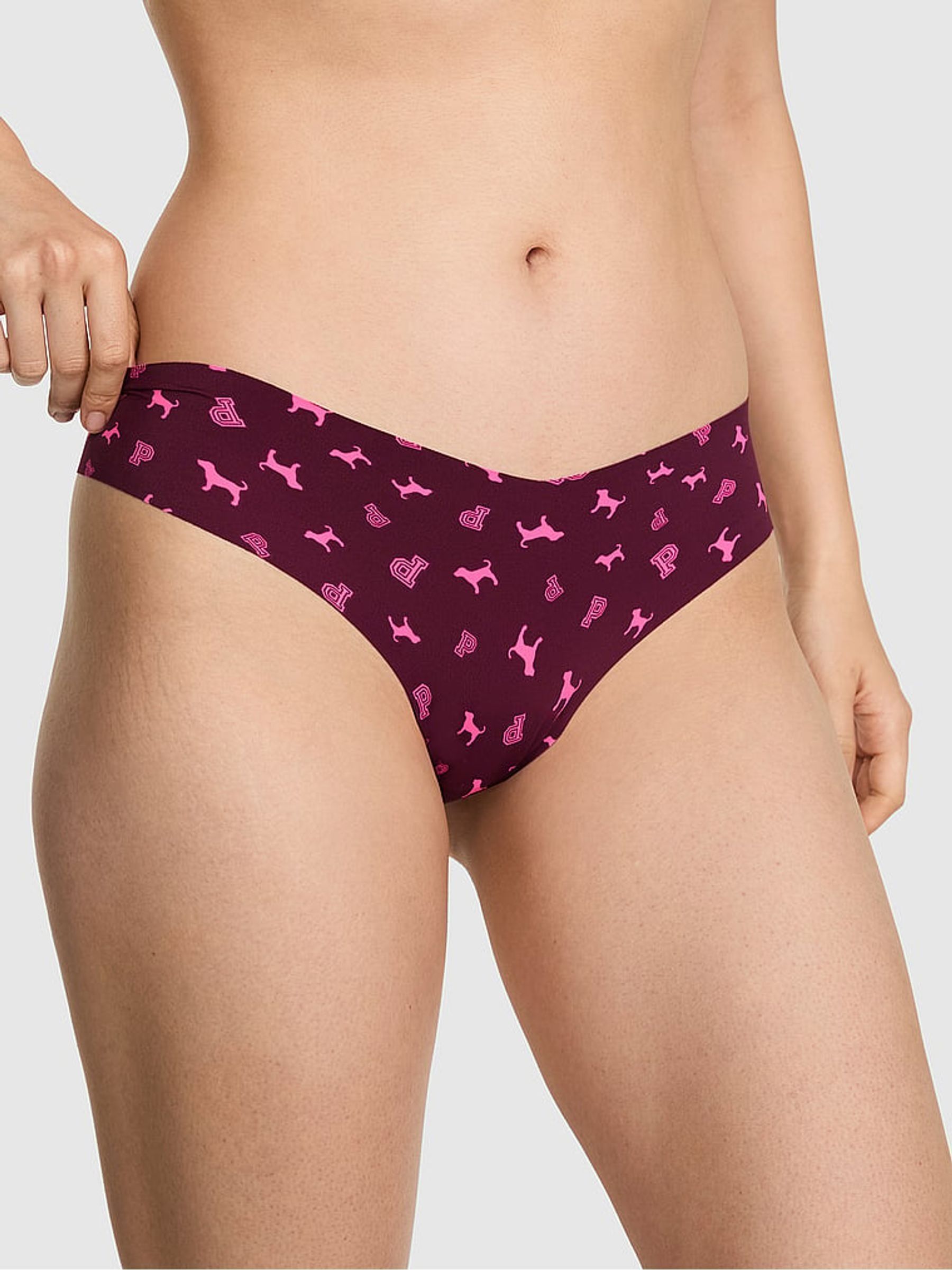 Purple Rose Dog Print - Thong No Show Knickers