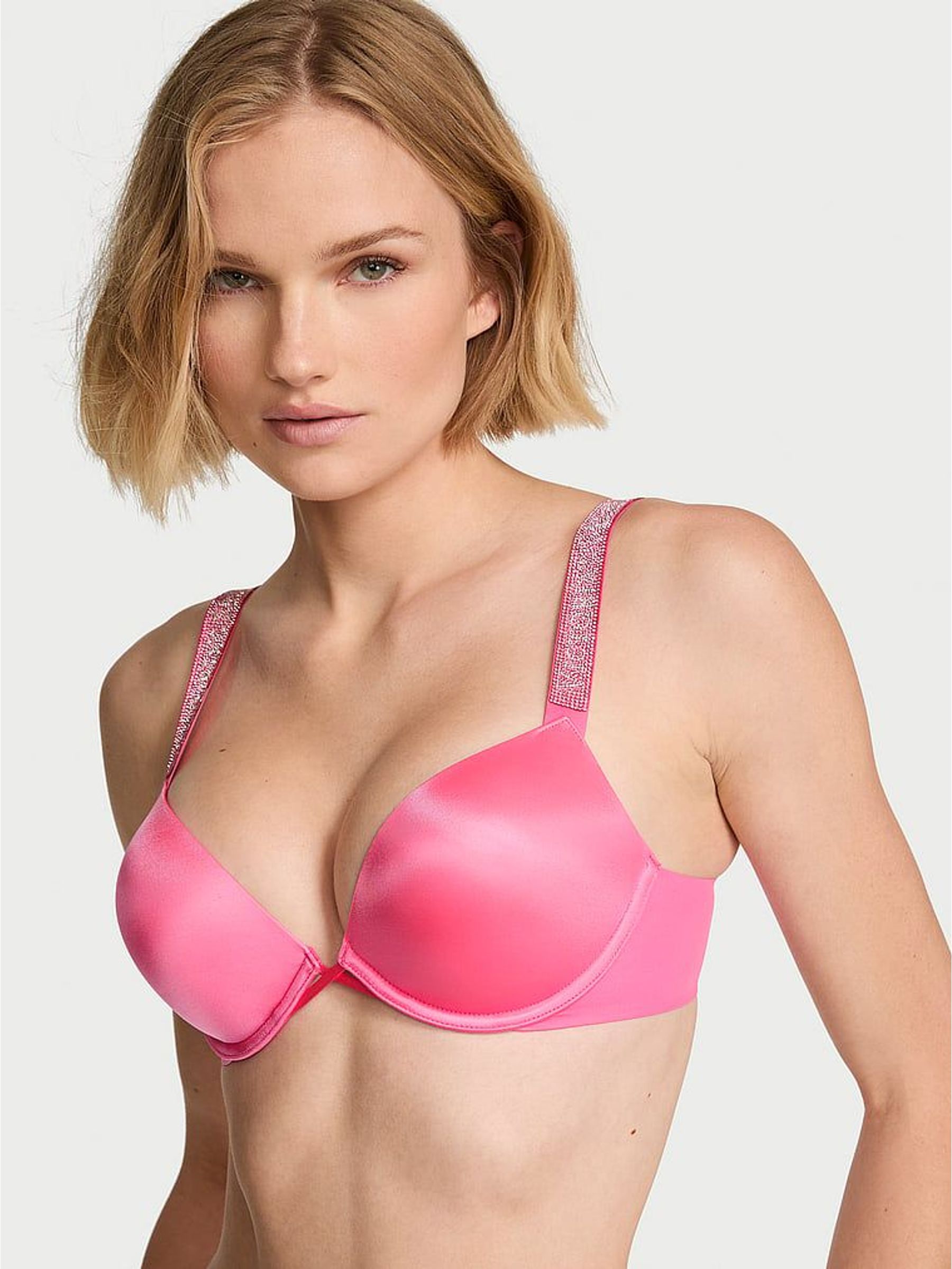 Bombshell Pink - Add 2 Cups Push Up Bombshell Shine Strap Bra