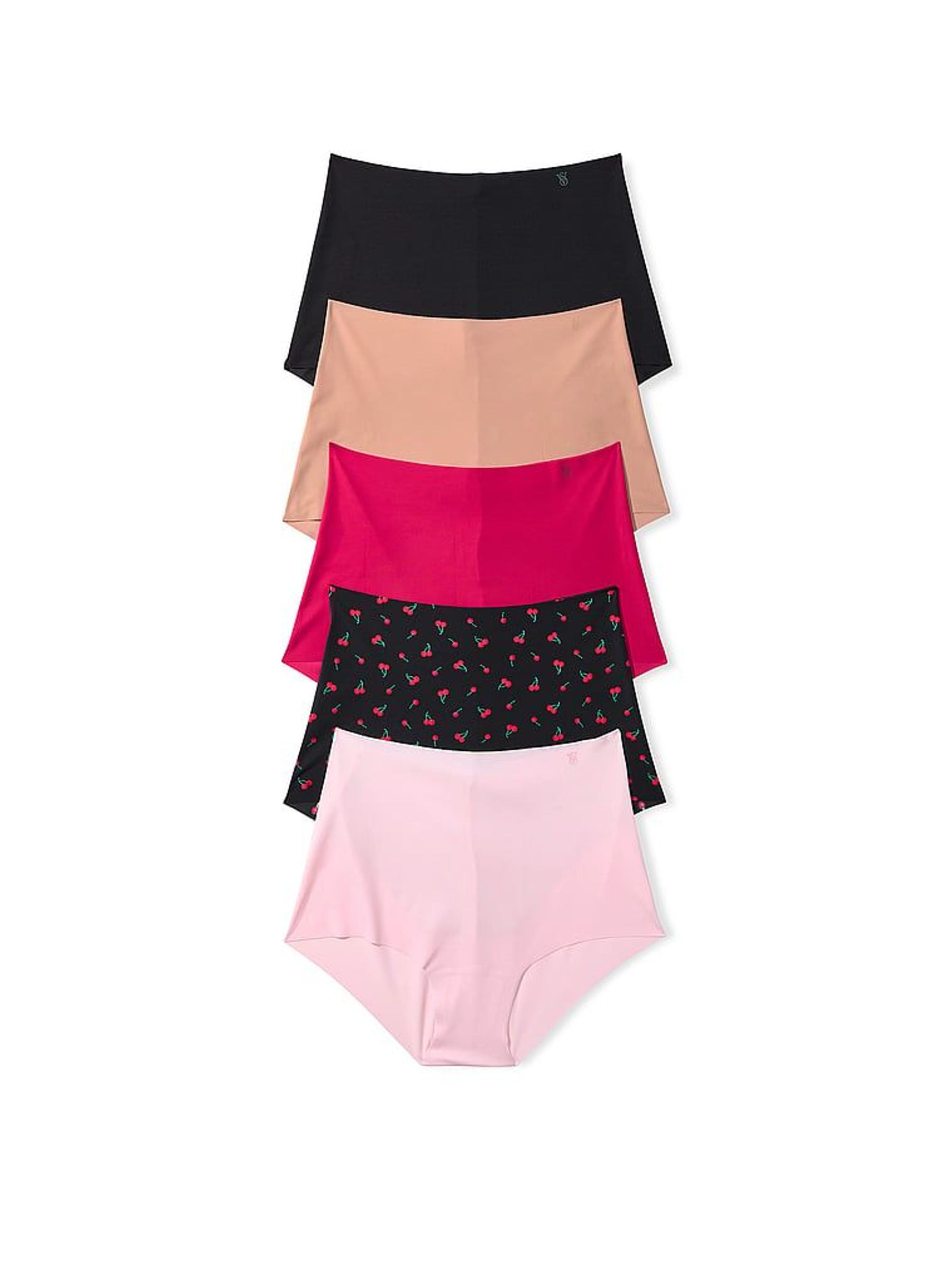 Black/Nude/Cherries/Pink - Thong 5 Pack Knickers