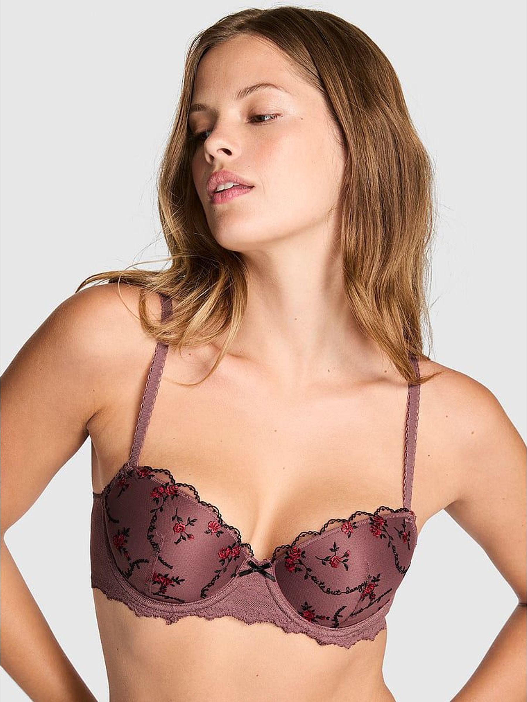 Rose Brown - Lightly Lined Cute But Dangerous Embroidery Bra