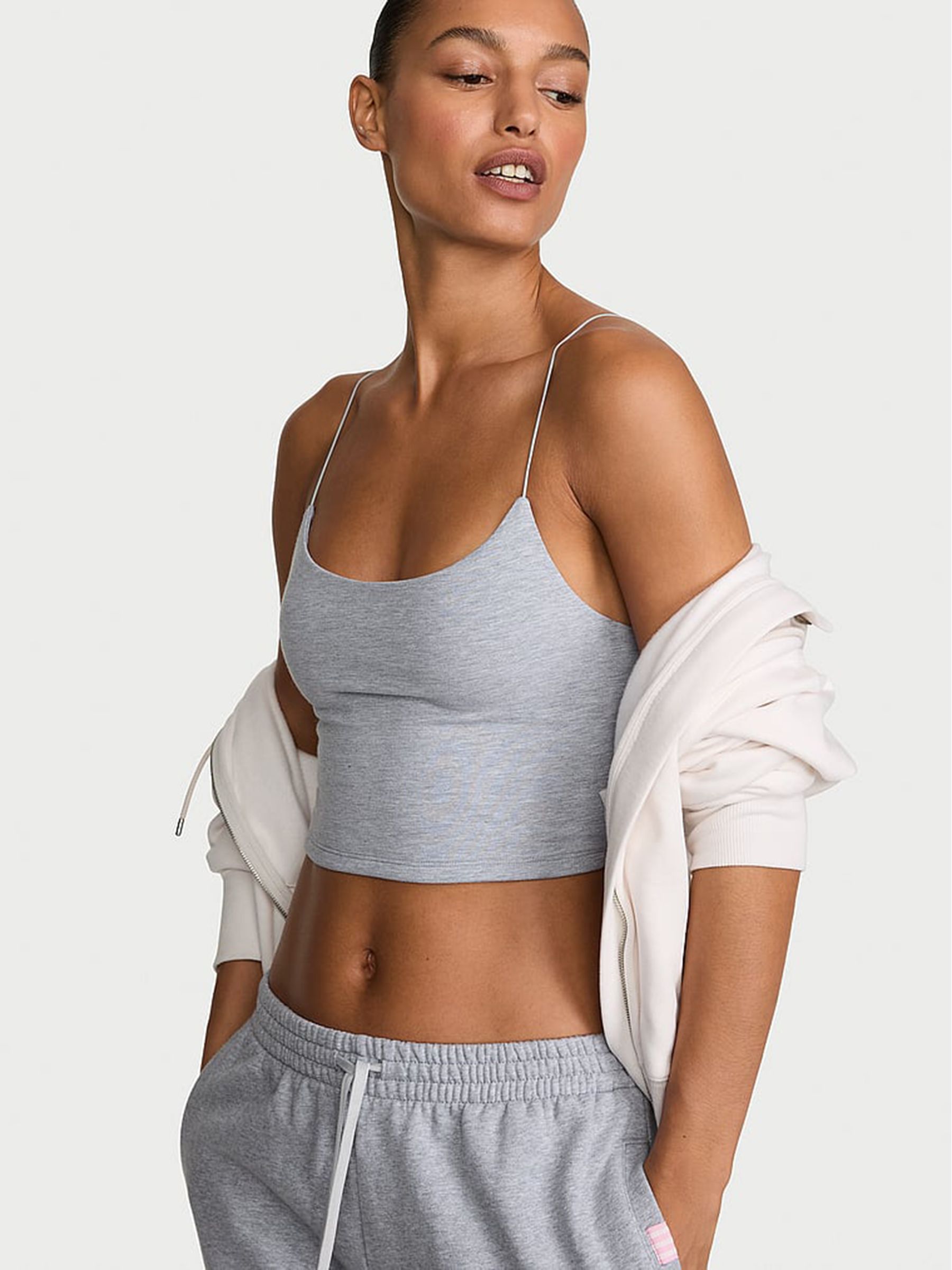 Medium Heather Grey - Cotton Cropped Cami Top