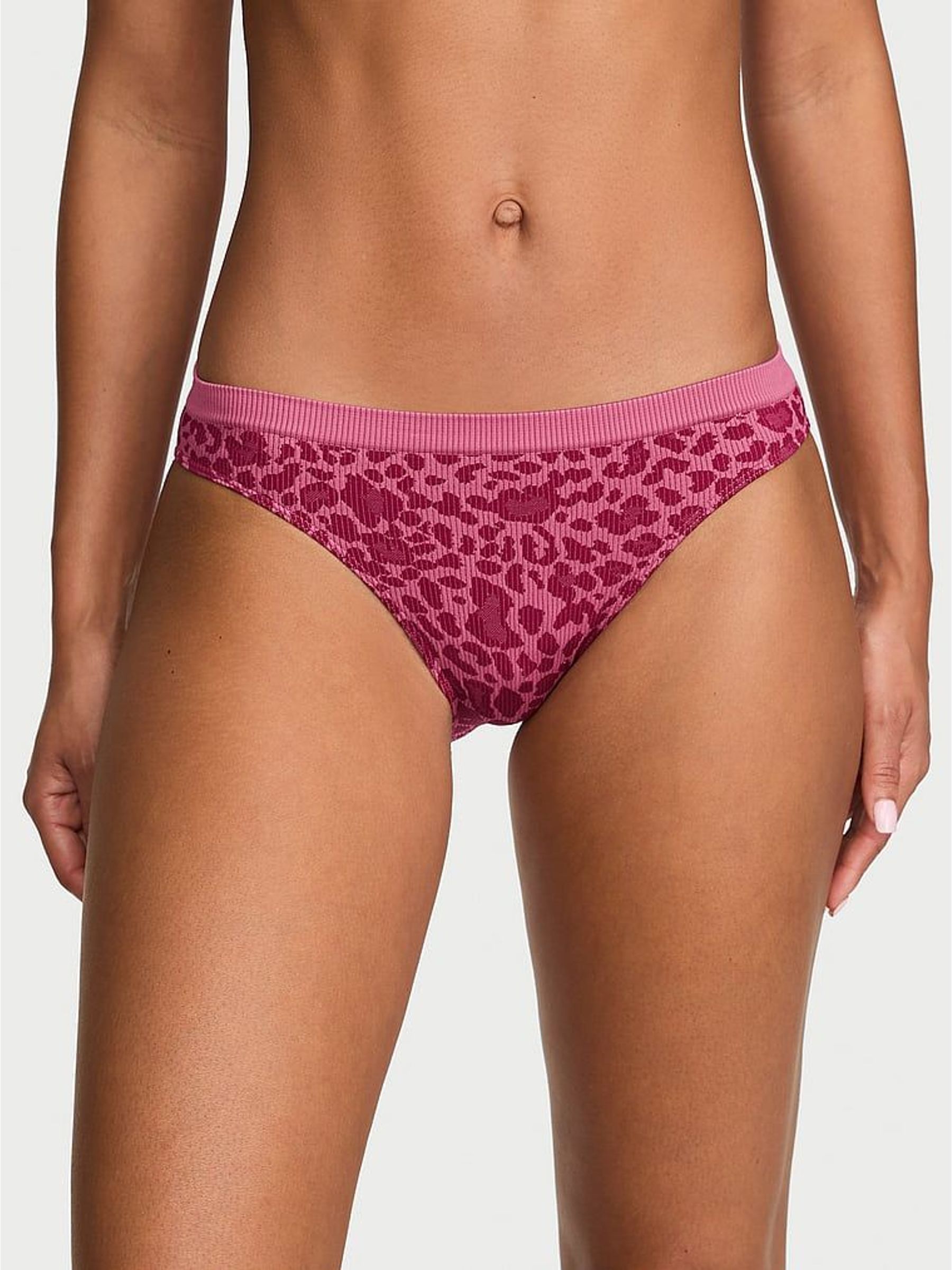 Pink Leopard - Thong Ribbed Knickers