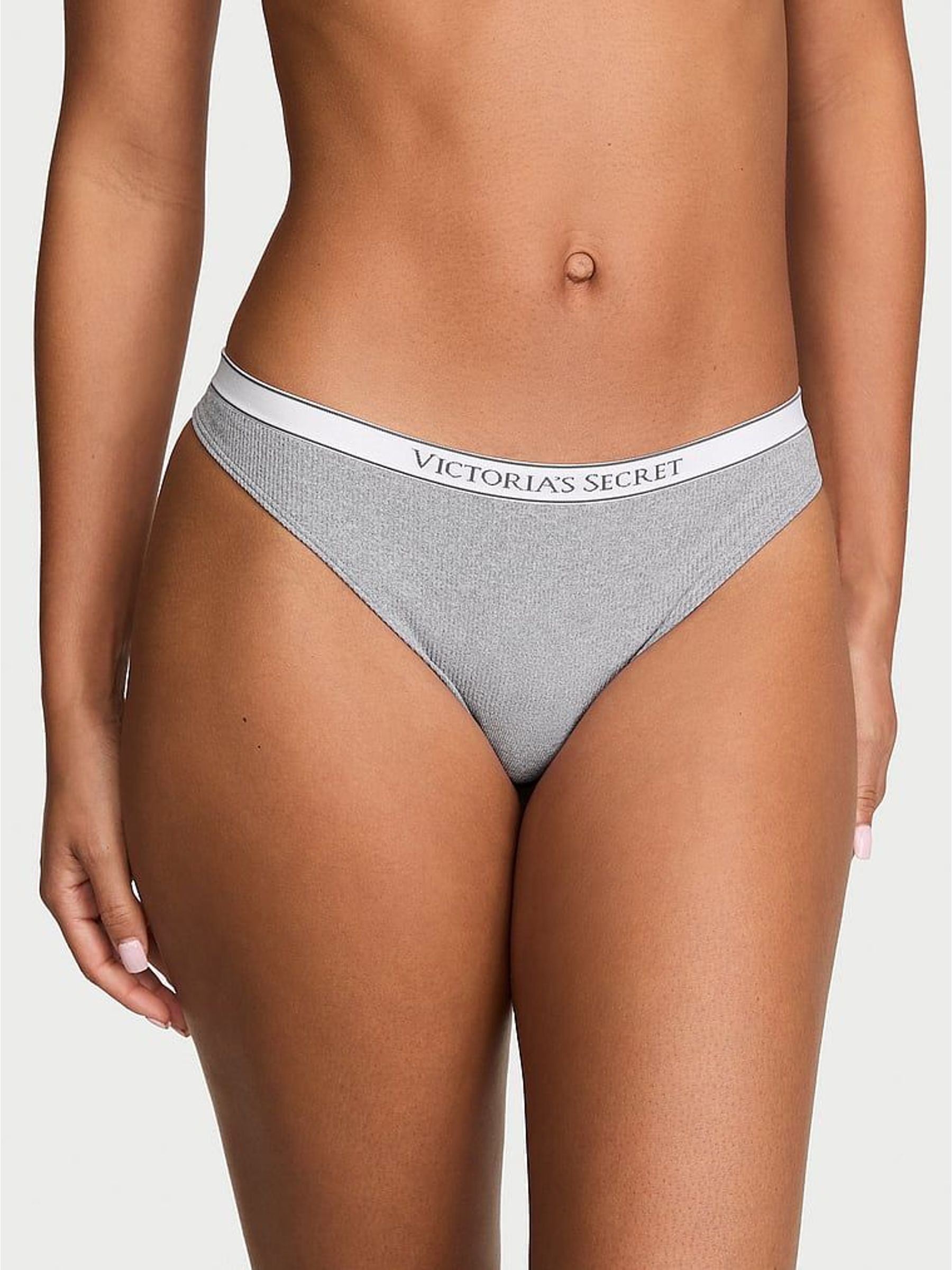Medium Heather Grey - Hipster Logo Ribbed Knickers