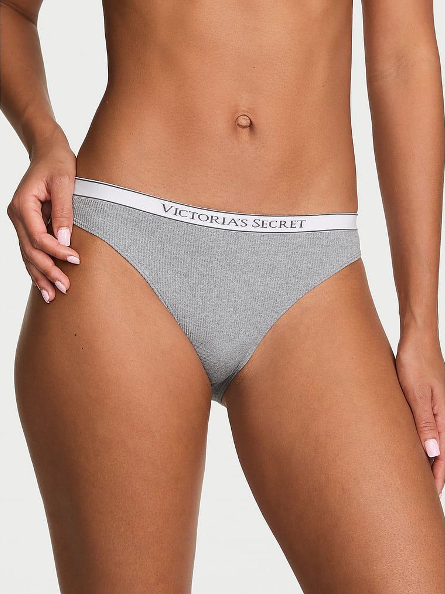 Medium Heather Grey - Hipster Logo Ribbed Knickers