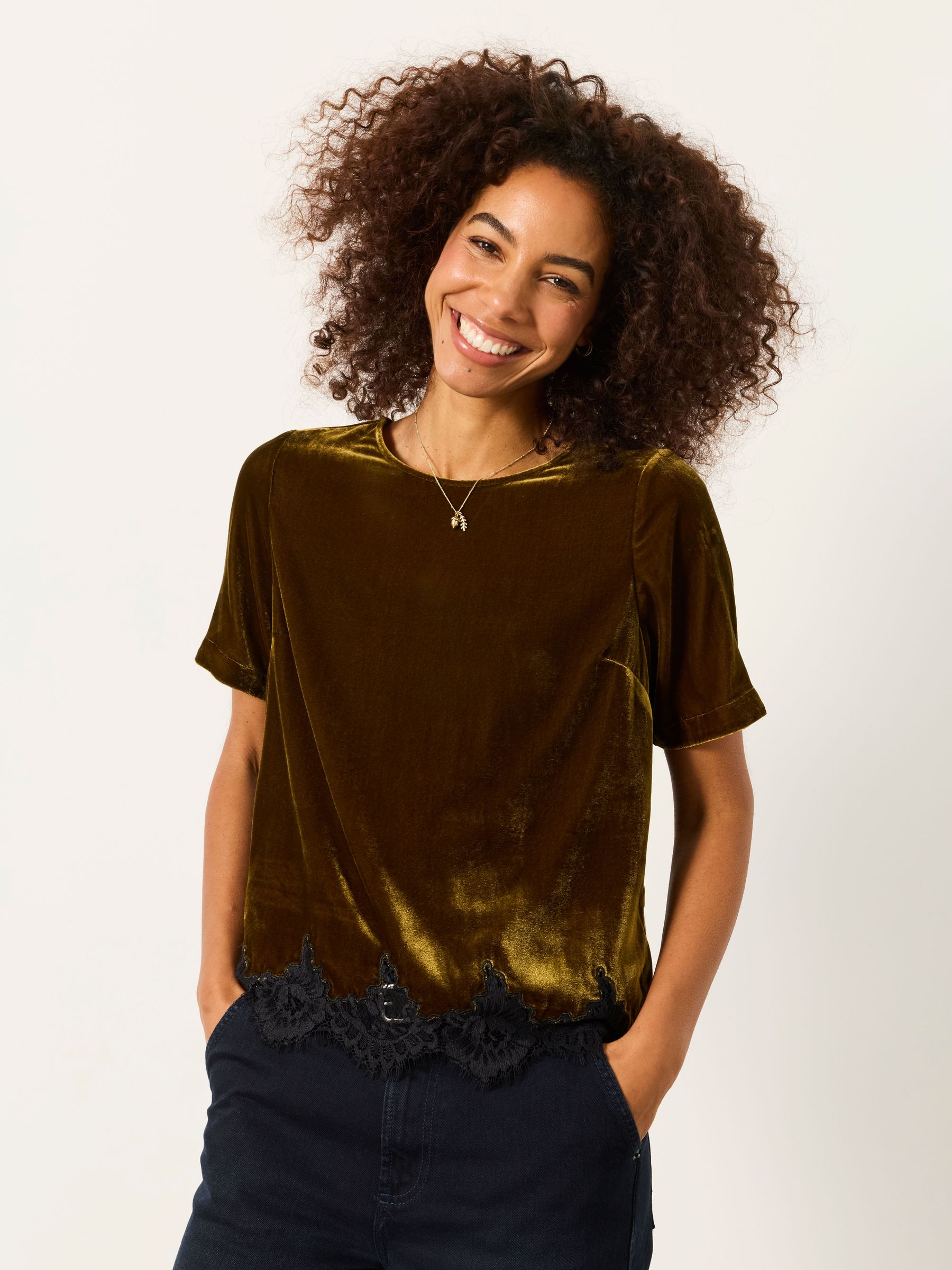 Olive Green - Velvet Blouse