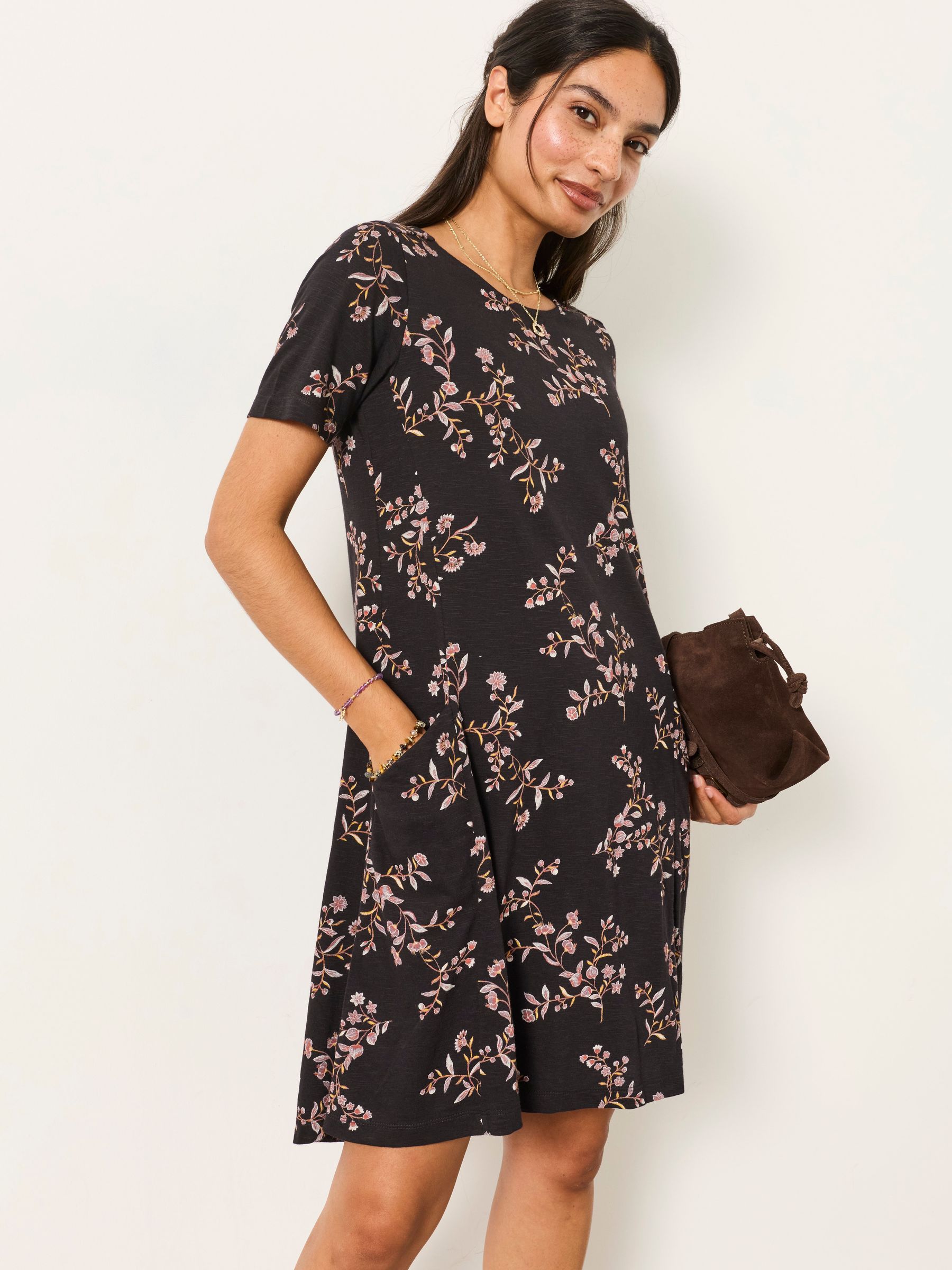 Black Vintage Floral - Floral Jersey Dress