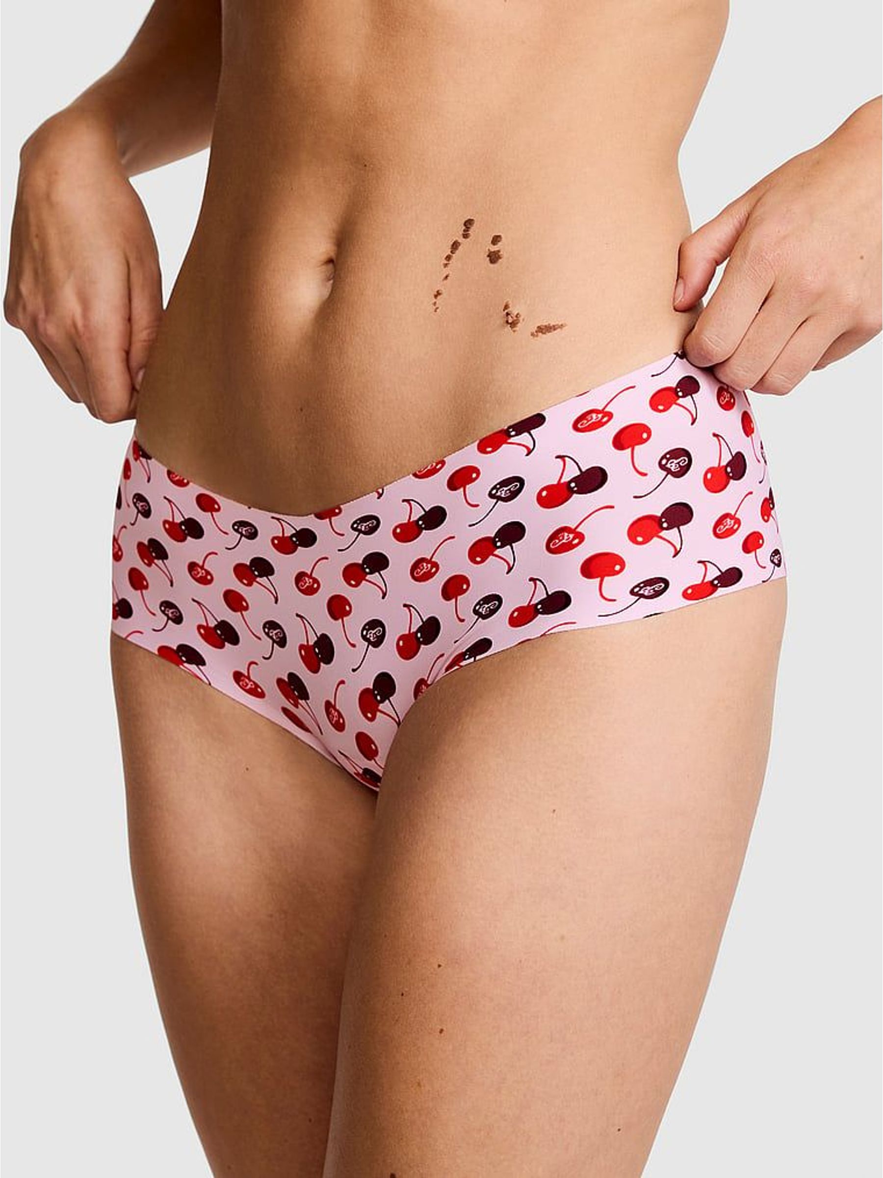 Pink Tulip Cherry Print - Cheeky No Show Knickers