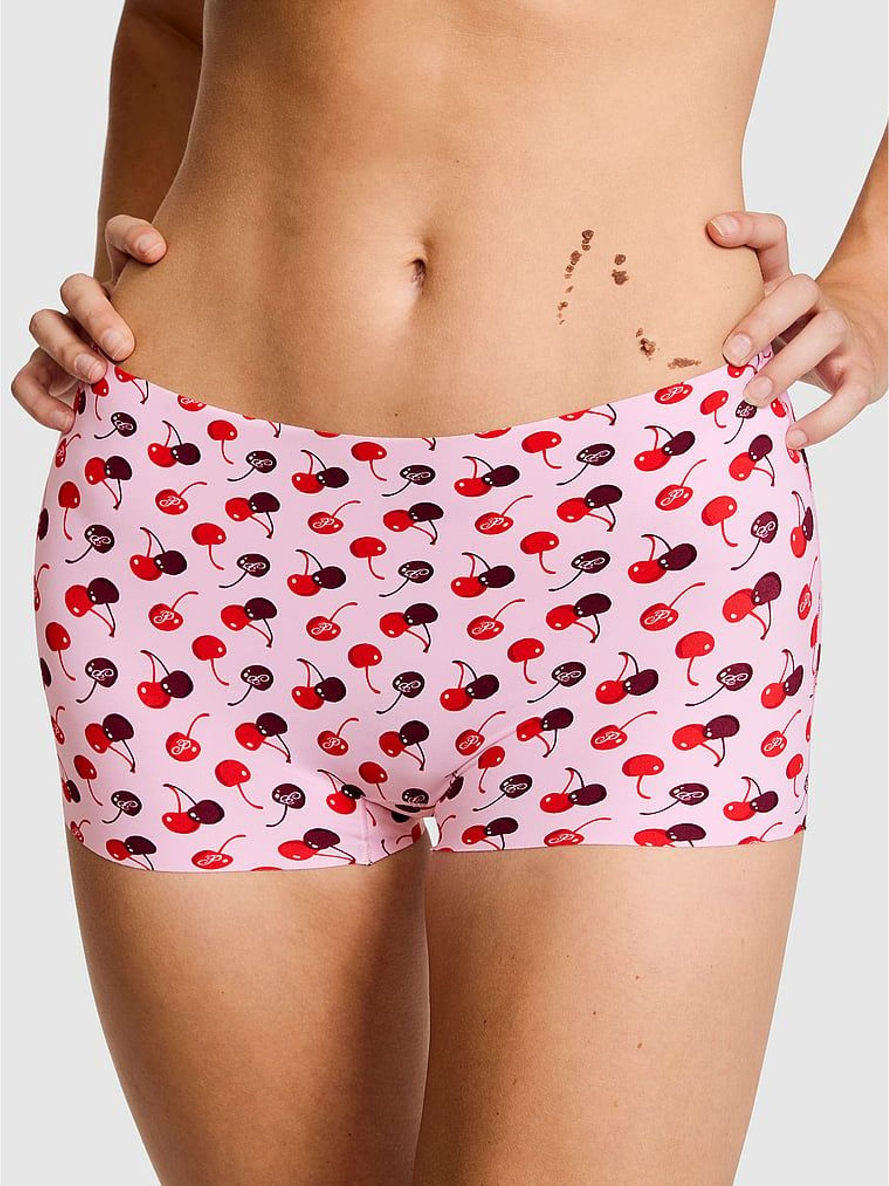 Pink Tulip Cherry Print - Thong No Show Knickers