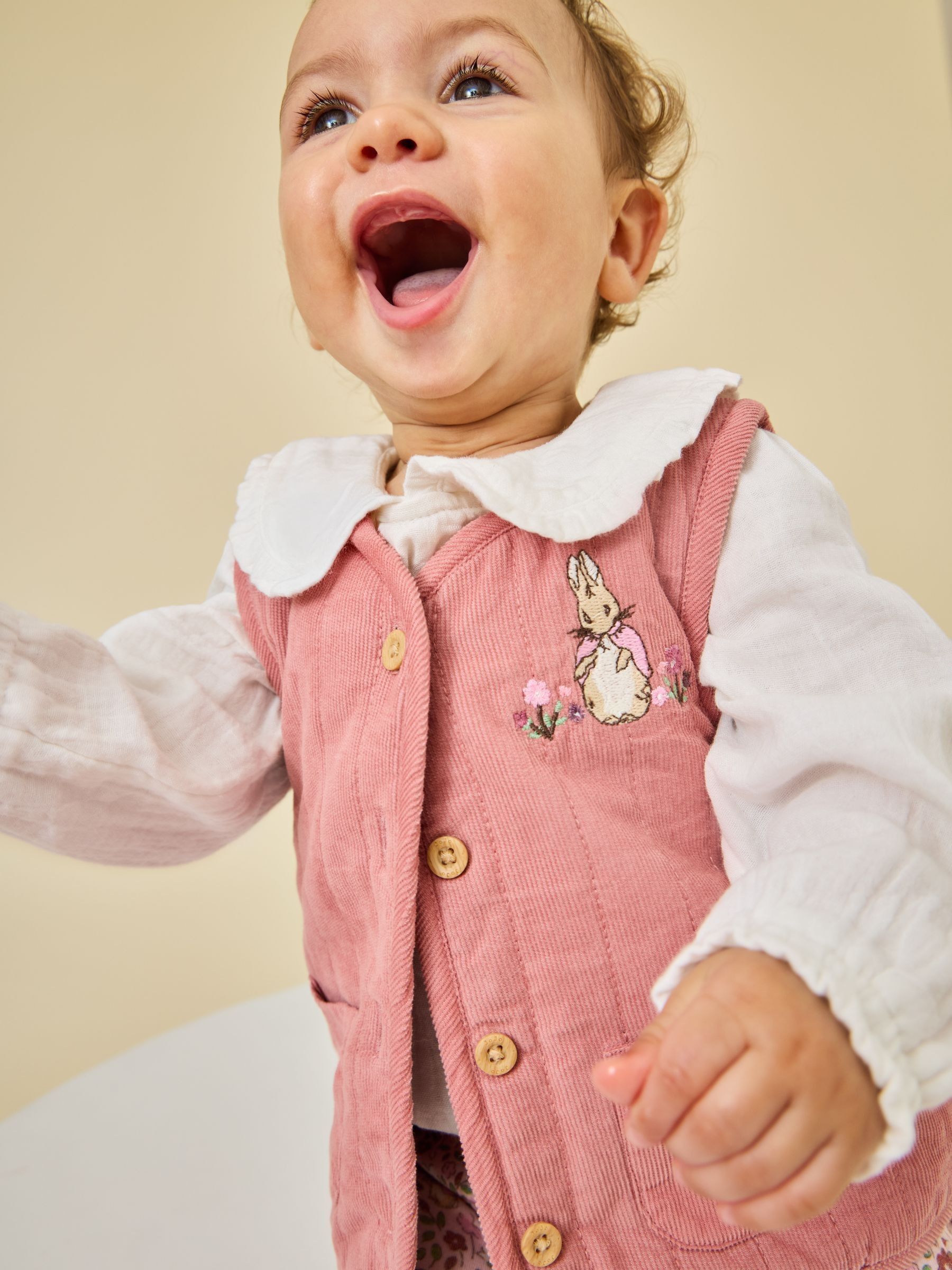 Rose Pink Peter Rabbit - Flopsy Bunny Blouse, Legging & Gilet Baby Set