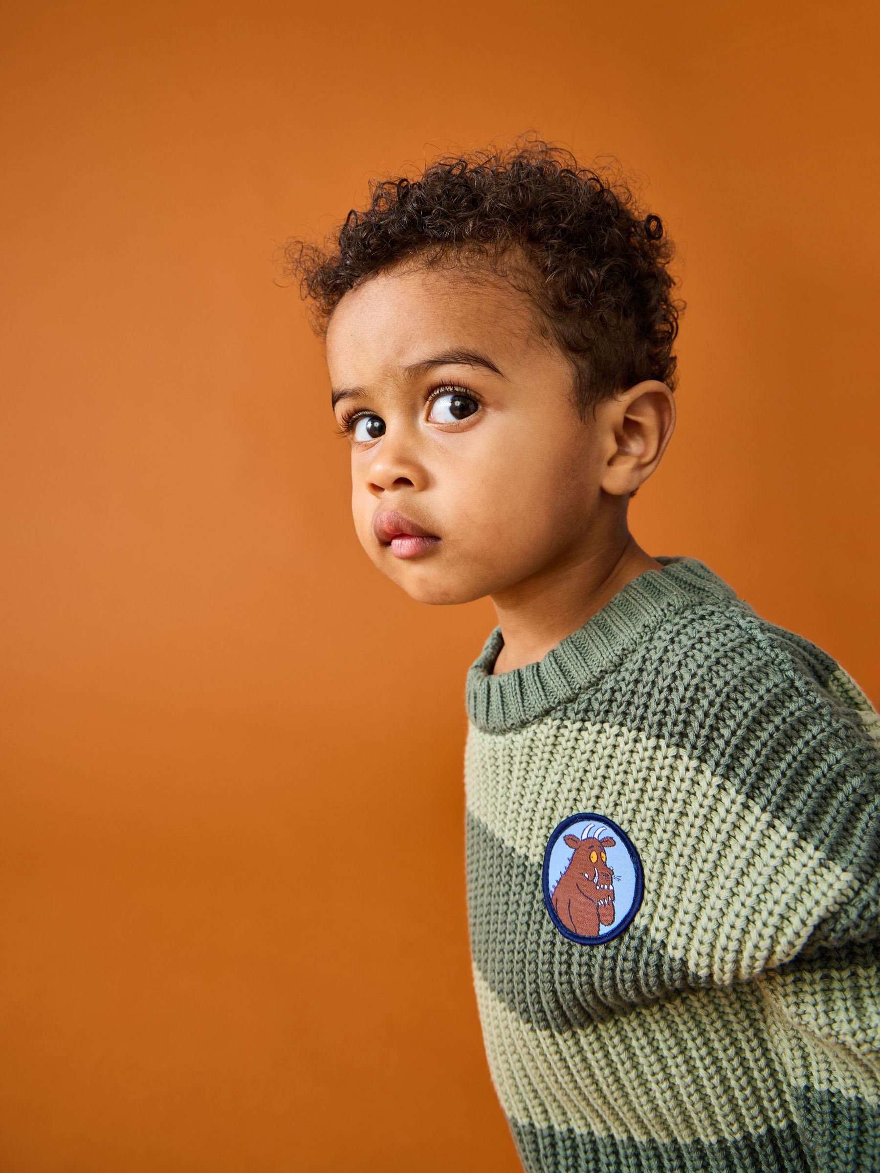 Khaki Green Gruffalo - Appliqué Knitted Jumper