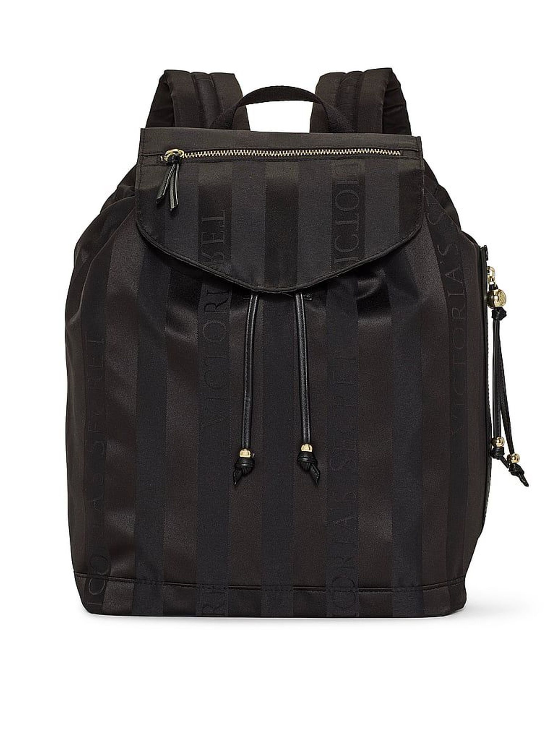 Black Jacquard Stripe - Medium Flap Backpack