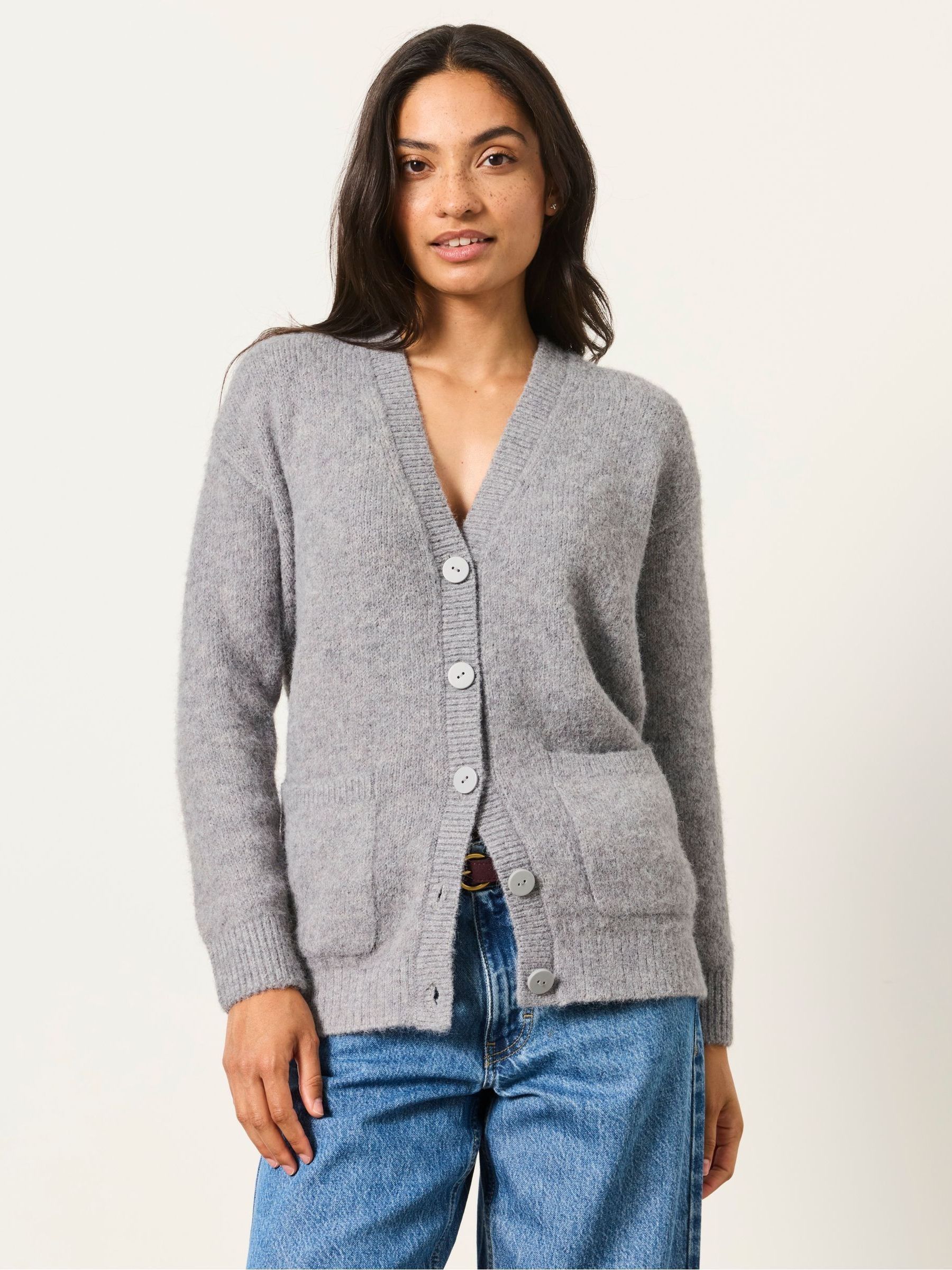 Mid Grey - Longline Knitted Cardigan