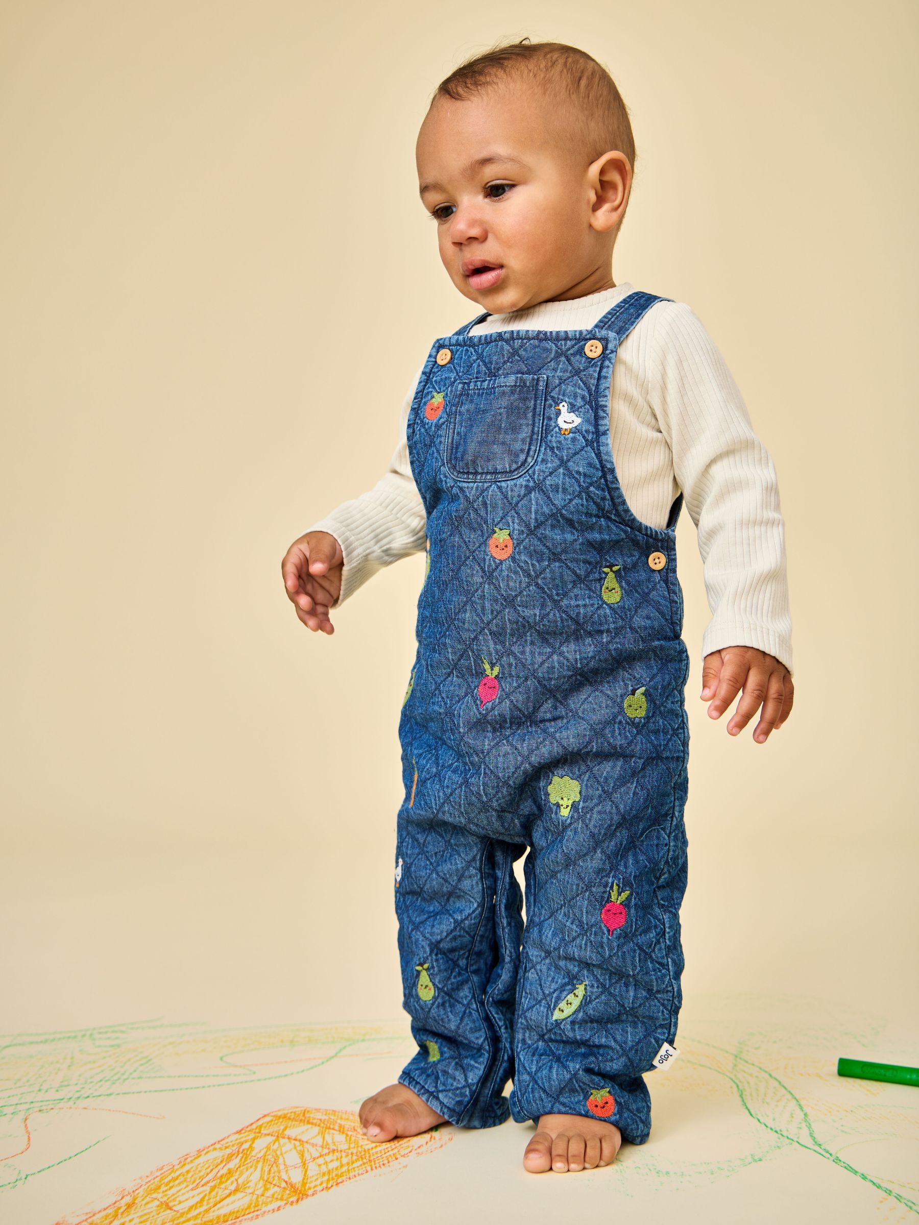 Denim Vegetable - Embroidered Quilted Dungaree Set