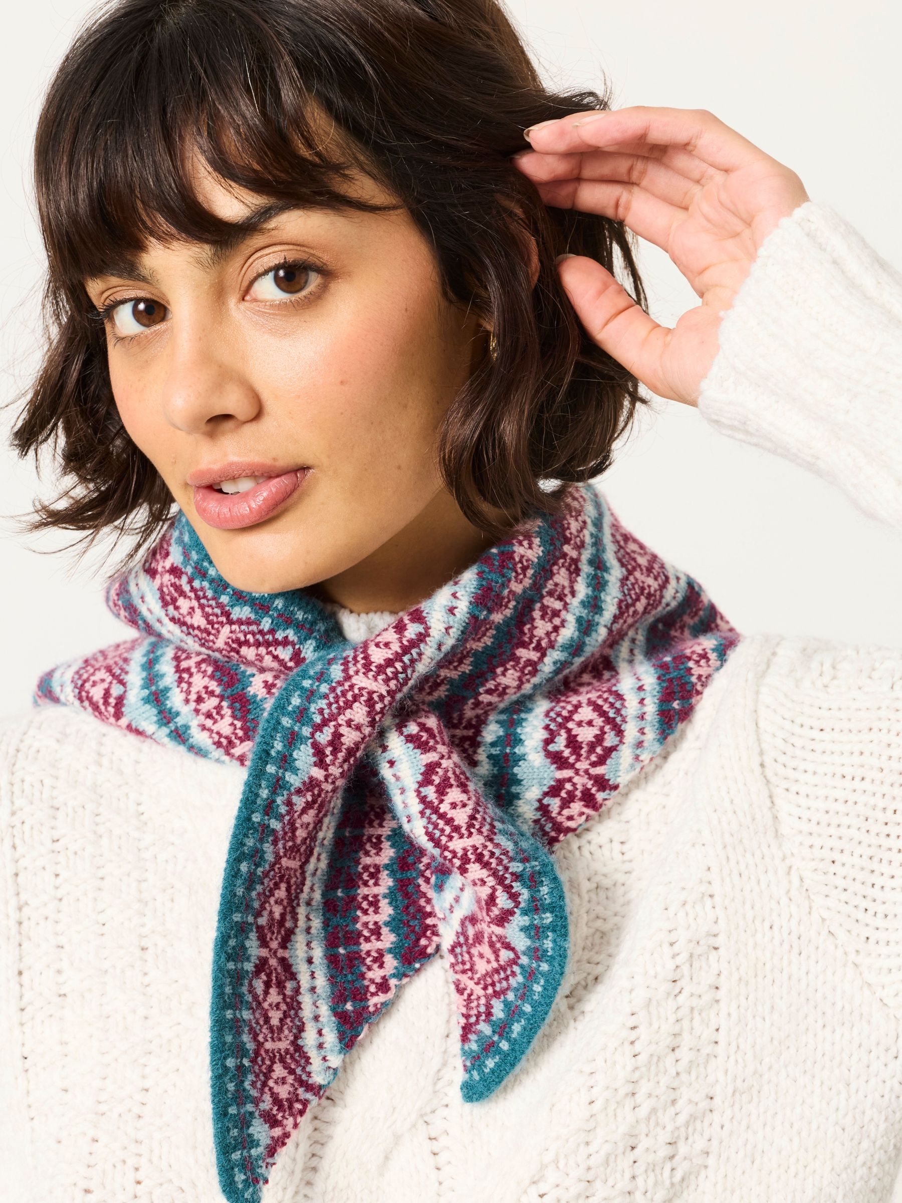 Multi - Fairisle Triangle Scarf