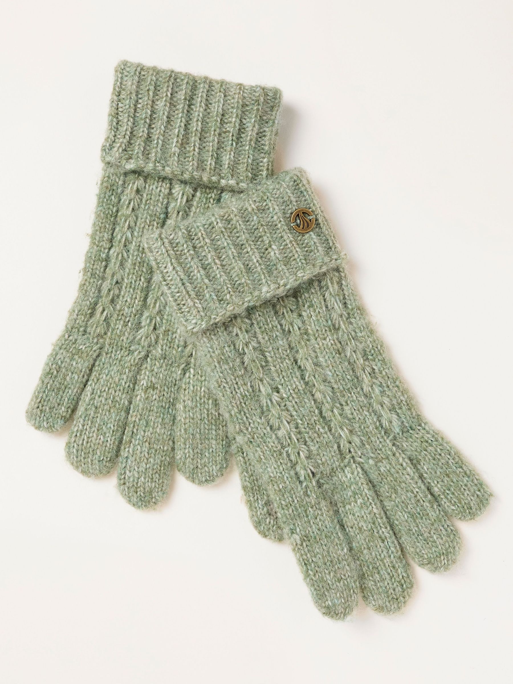 Green - Pointelle Knit Gloves