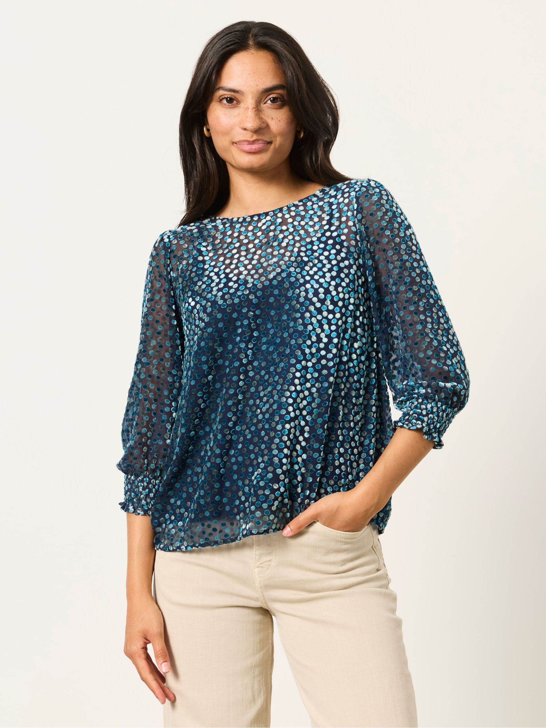 Navy - Devore Blouse