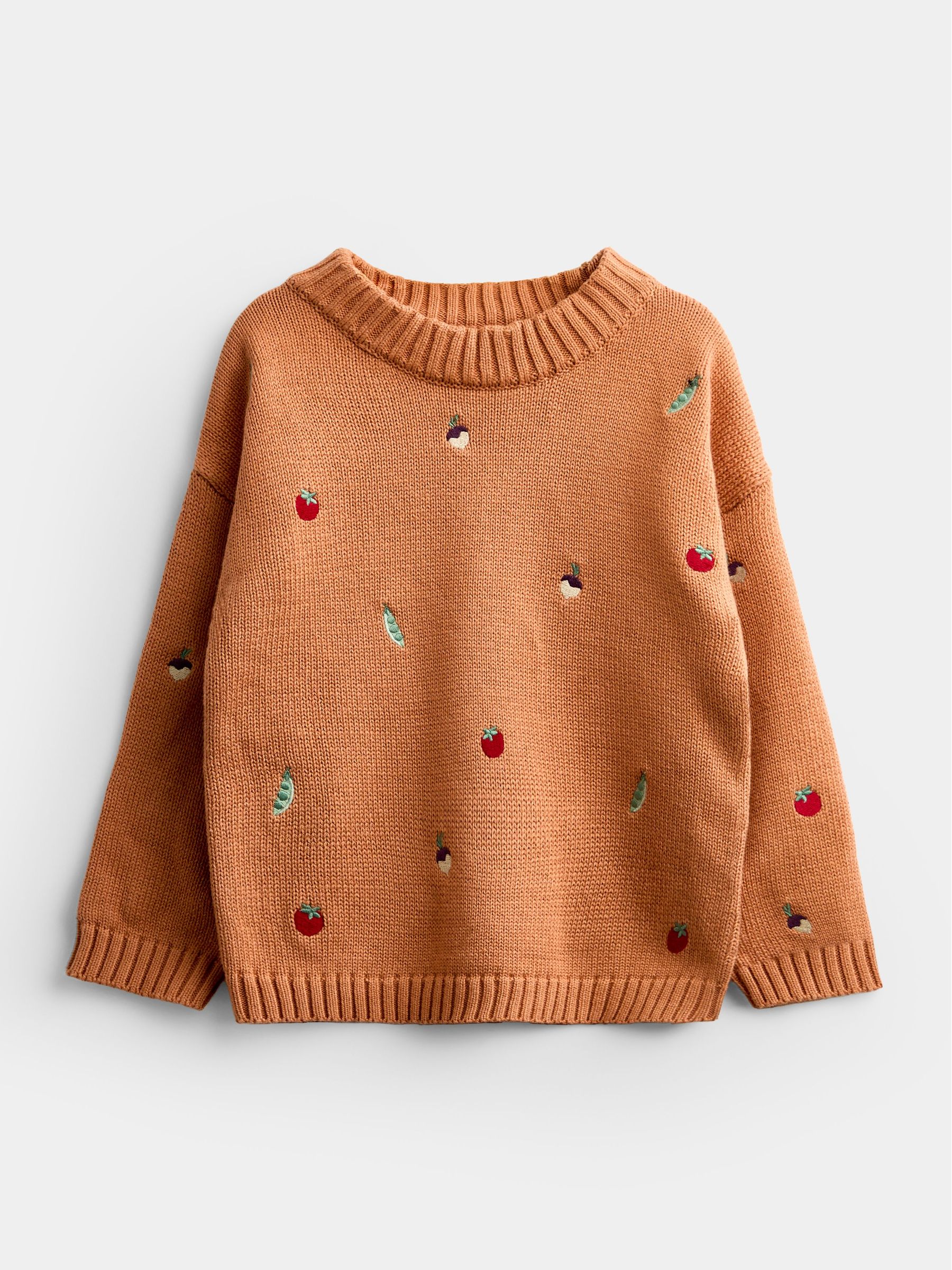 Rust Orange Harvest - Embroidered Knitted Jumper