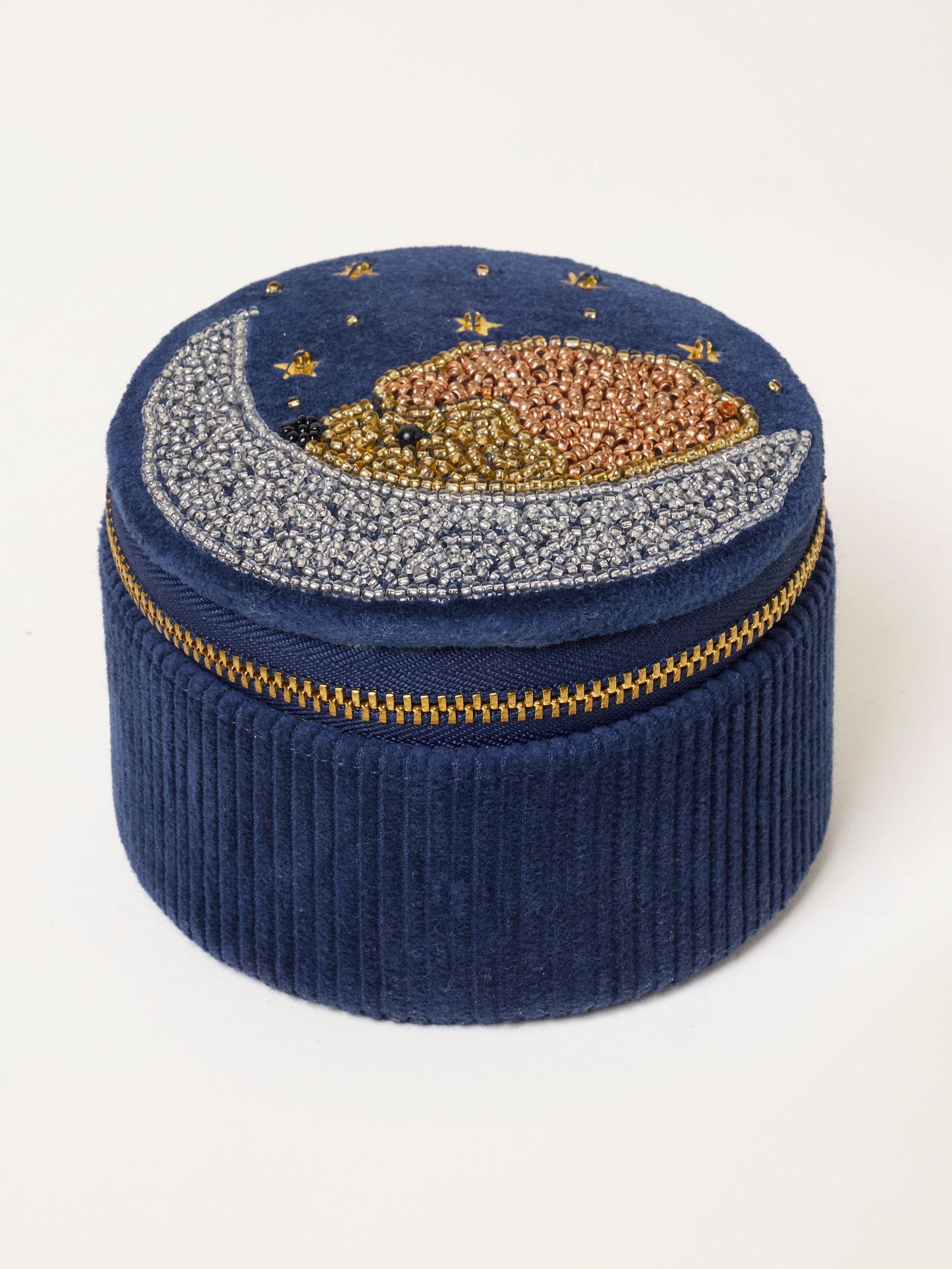 Navy - Hedgehog Beaded Jewellery Box