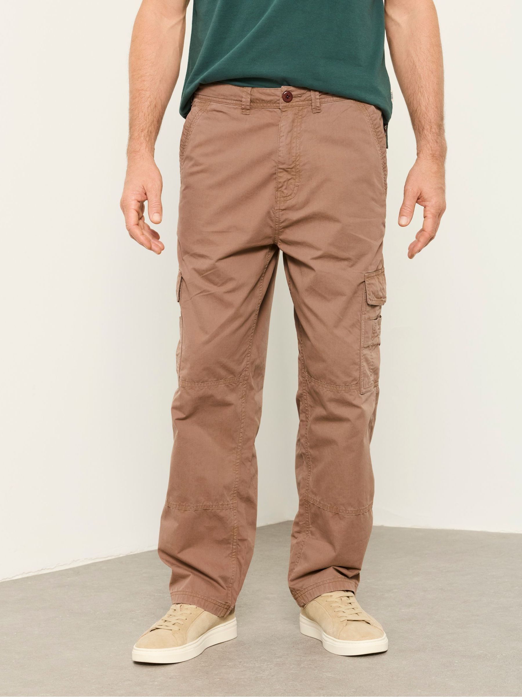 Dark Natural - Regular Straight Fit Cargo Trousers