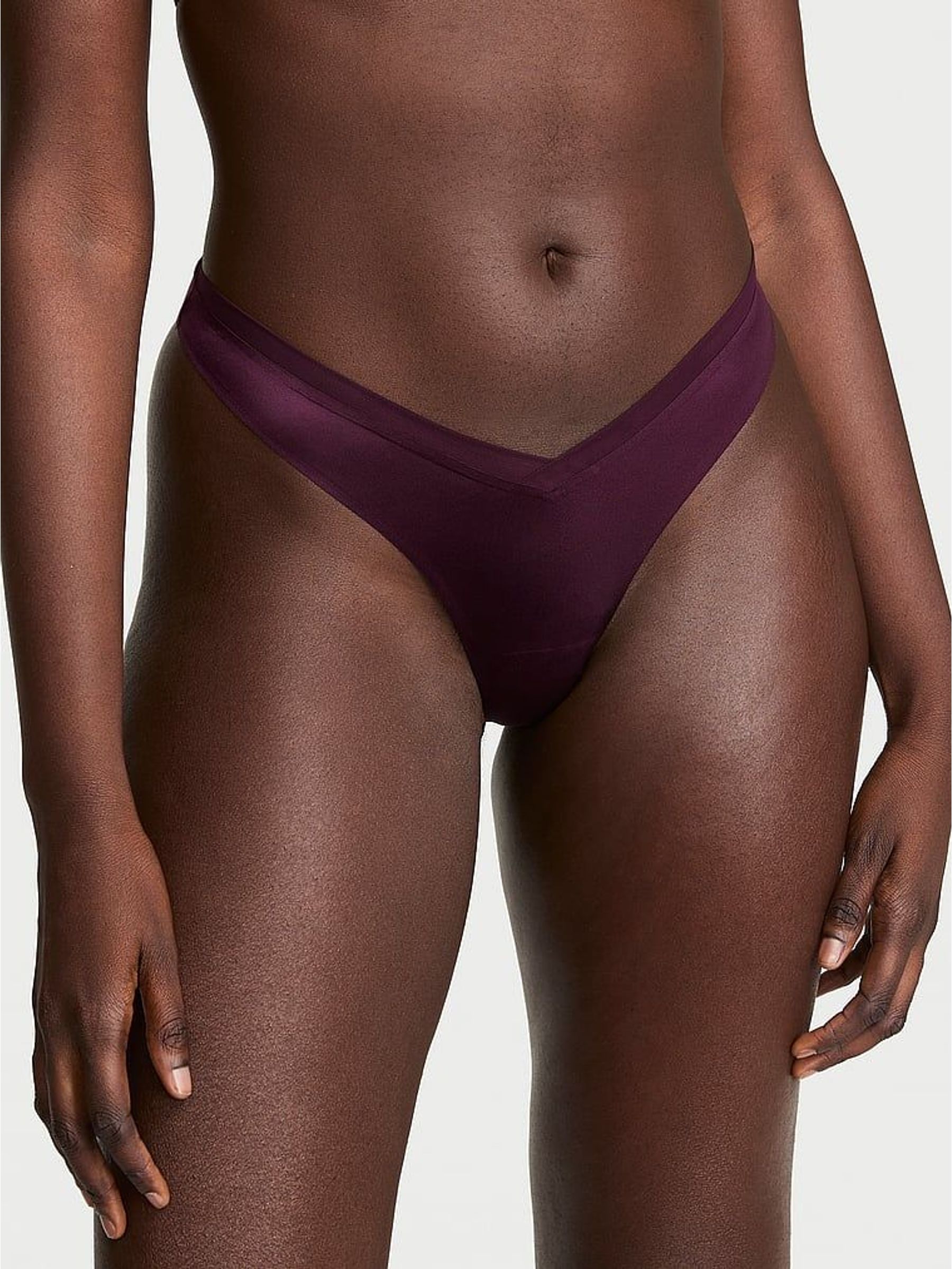 Winter Wine Red - Thong Sheer Mesh Strappy Back Knickers