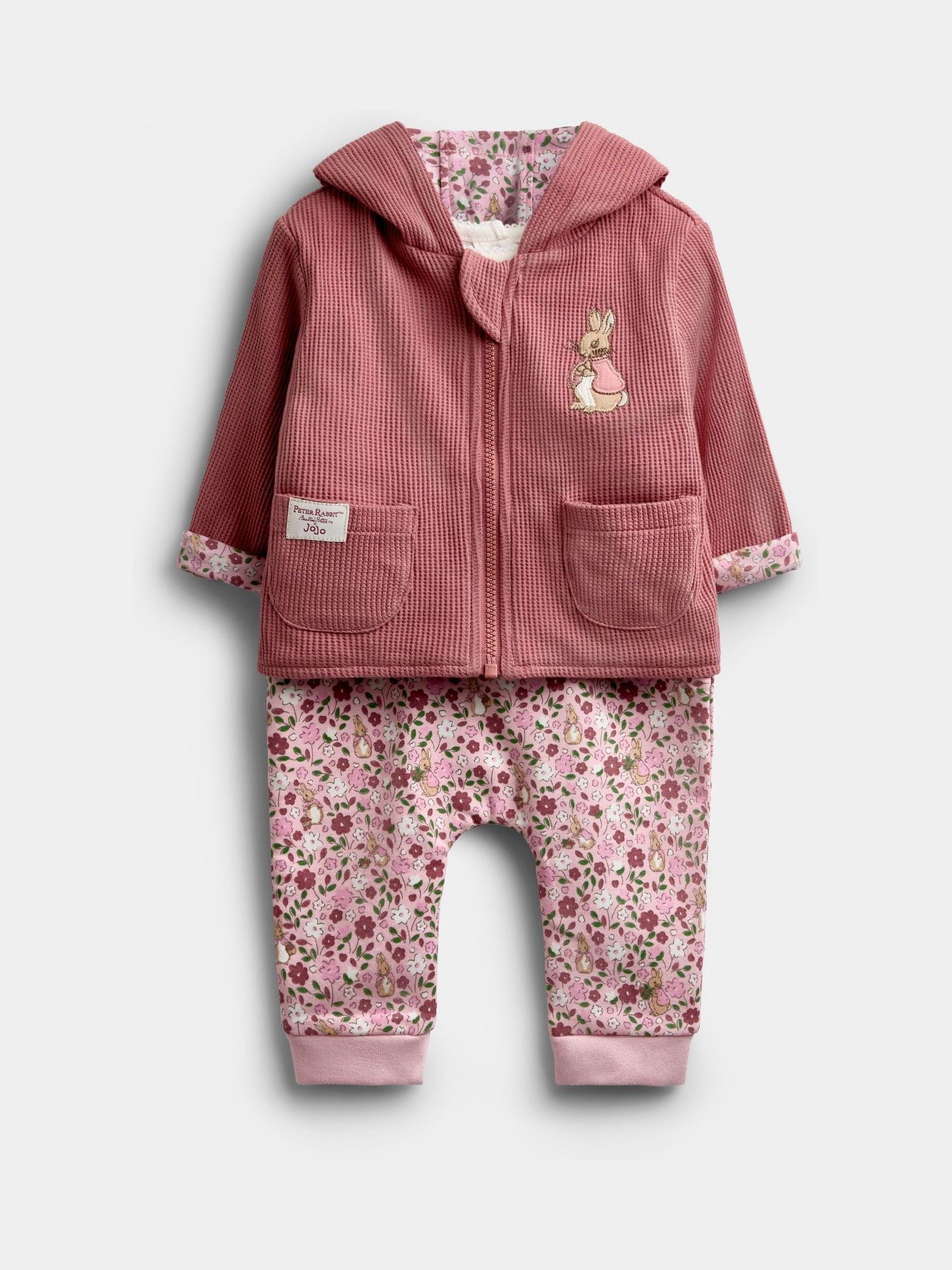 Pink Peter Rabbit - Flopsy Reversible Hoodie, Joggers & Bodysuit Set