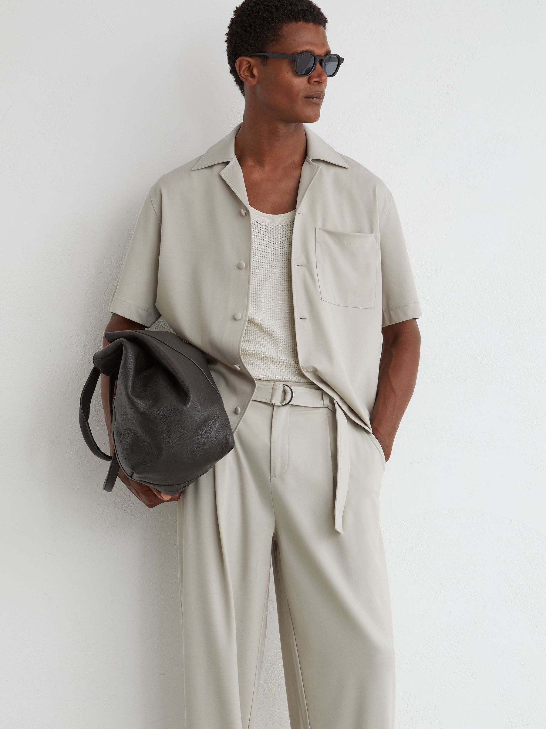 Light Stone - Regular Cuban-collar Short-sleeve Shirt