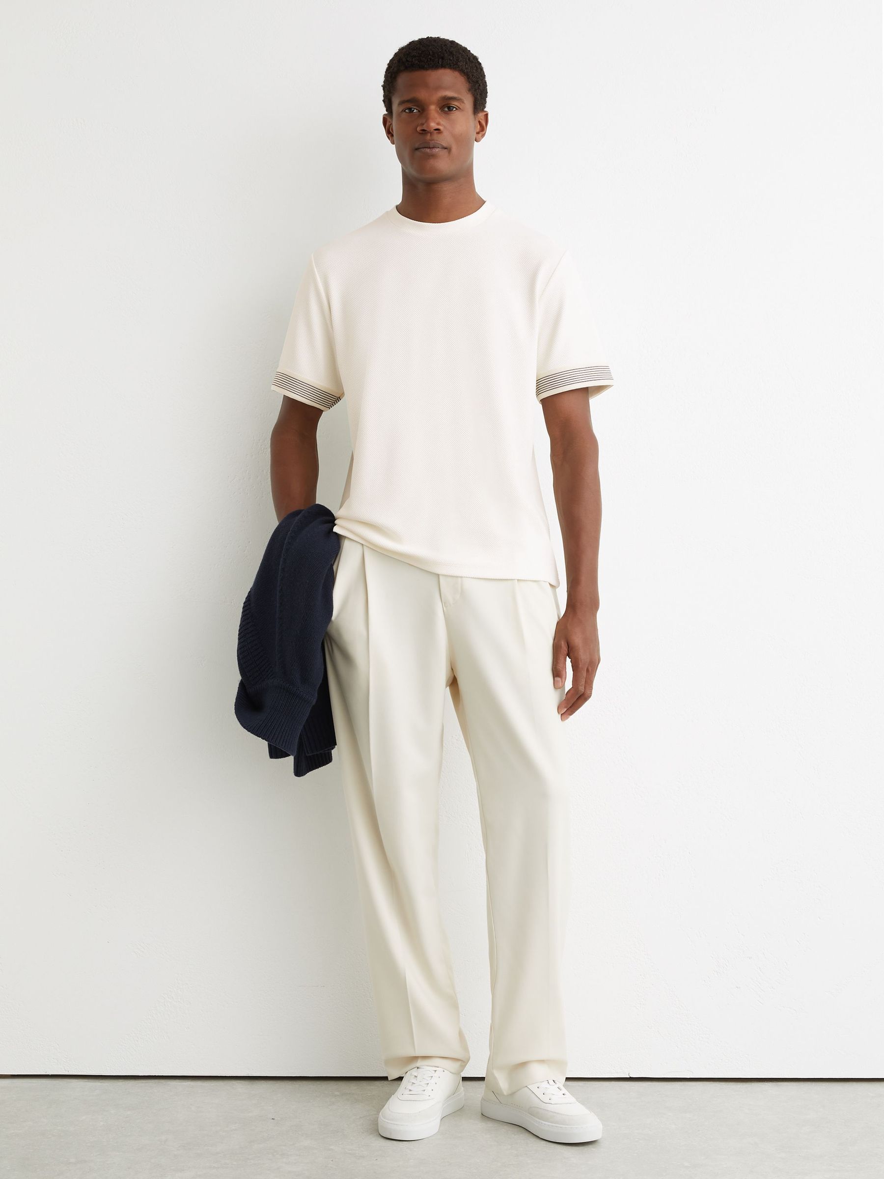 Textured Tape-Cuff T-Shirt in White (W05962) | €75