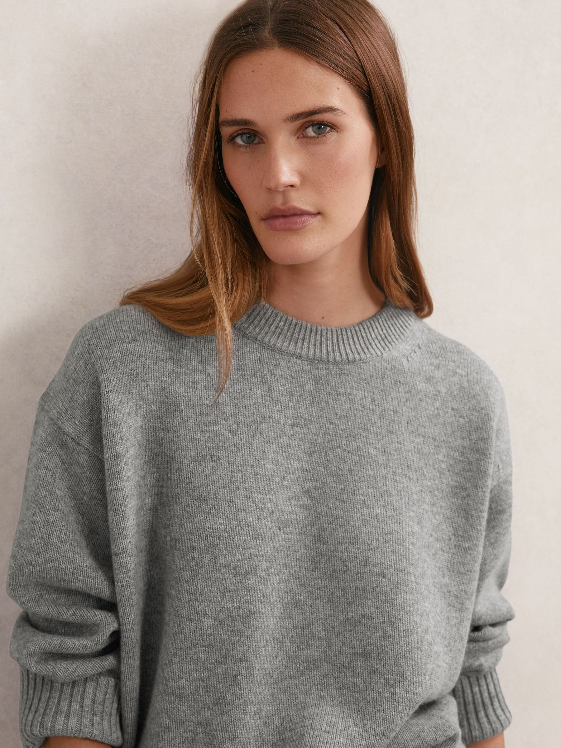 Wool-Cashmere Crew-Neck Jumper in Grey Marl (W07094) | $225